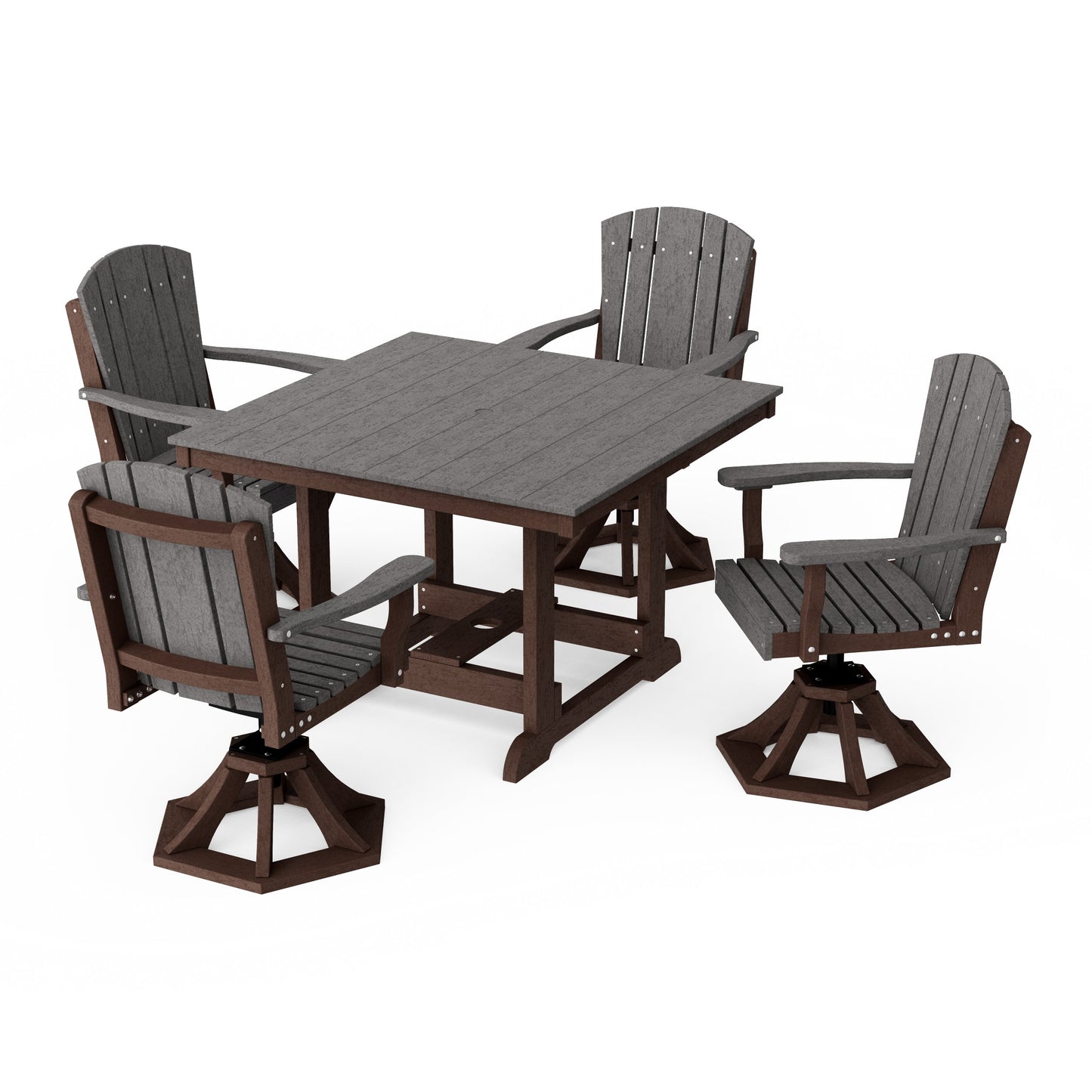 Heritage 5-Piece Swivel Chair Square Dining Set