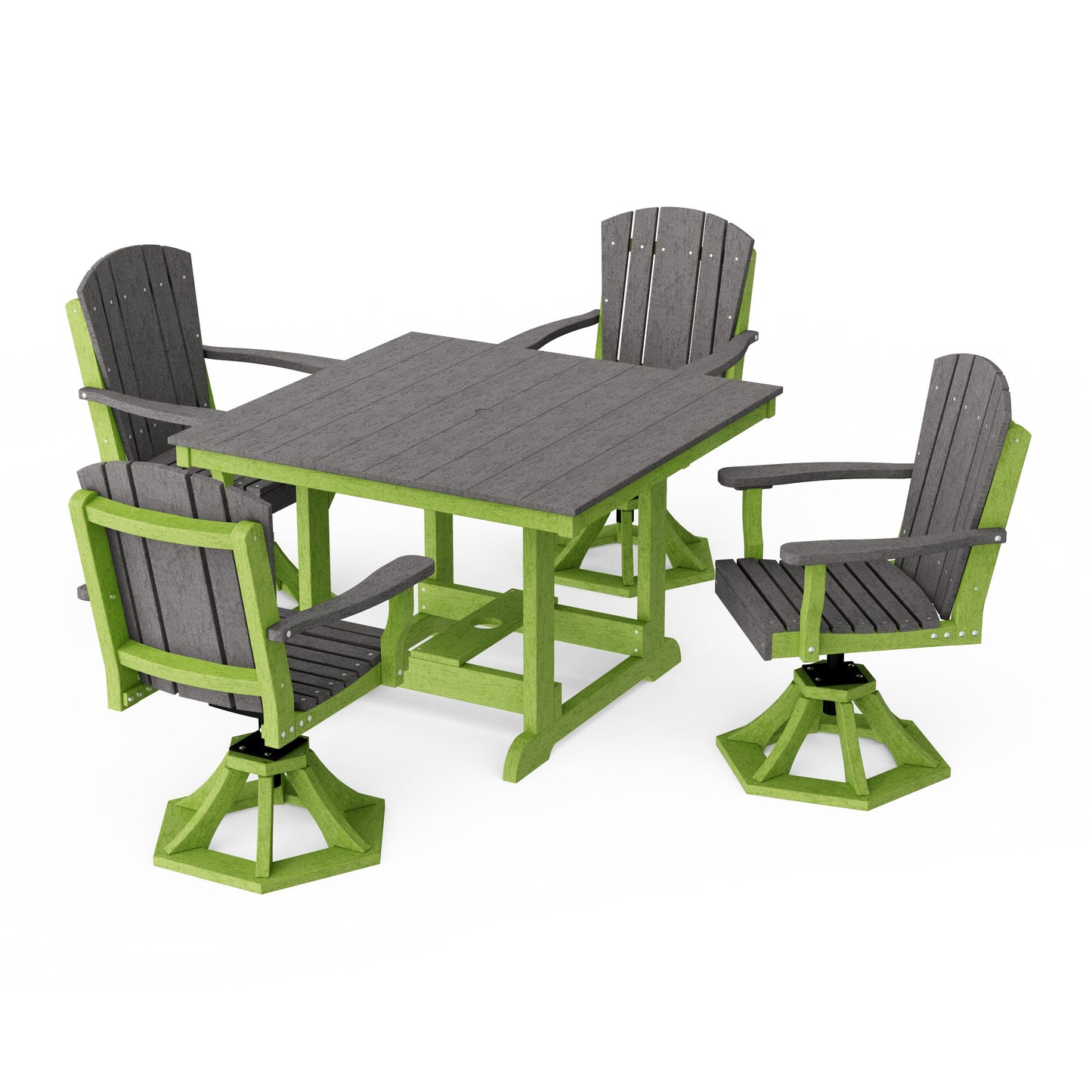 Heritage 5-Piece Swivel Chair Square Dining Set
