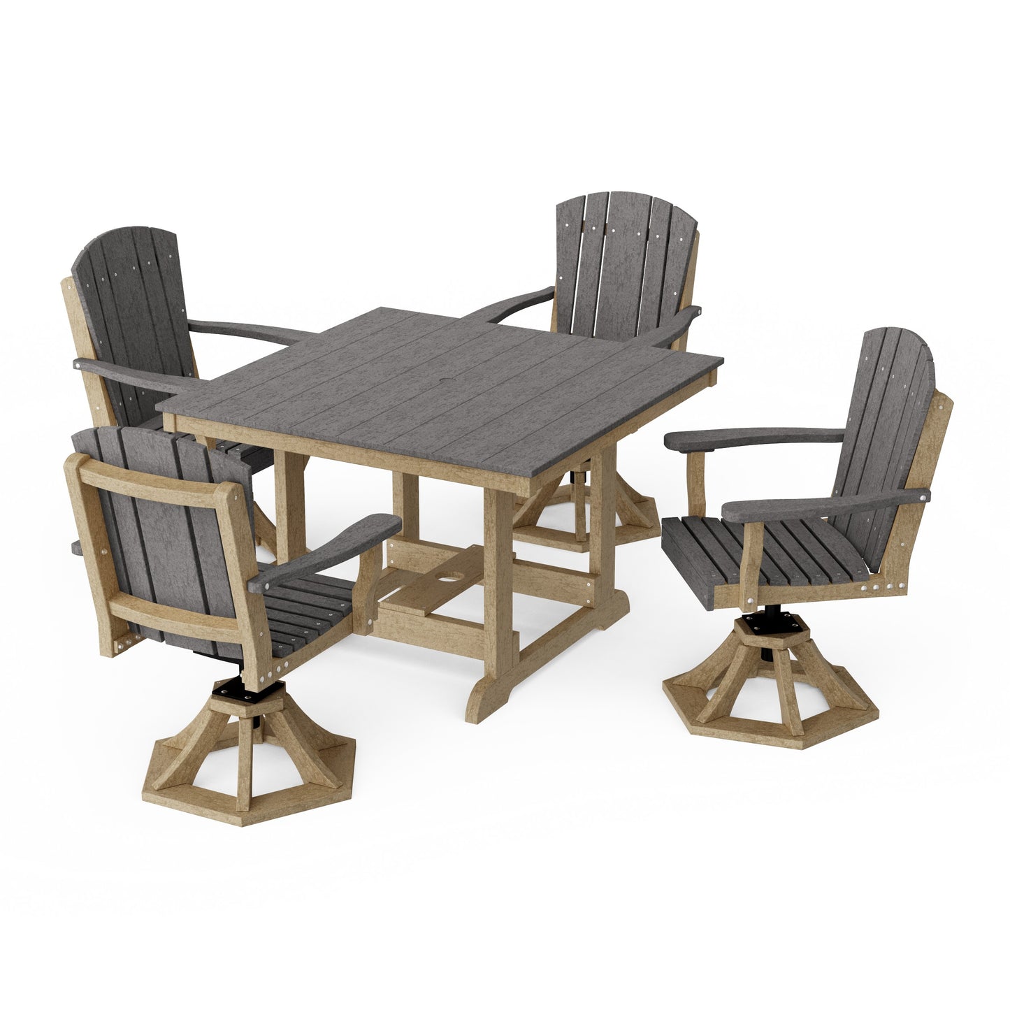 Heritage 5-Piece Swivel Chair Square Dining Set