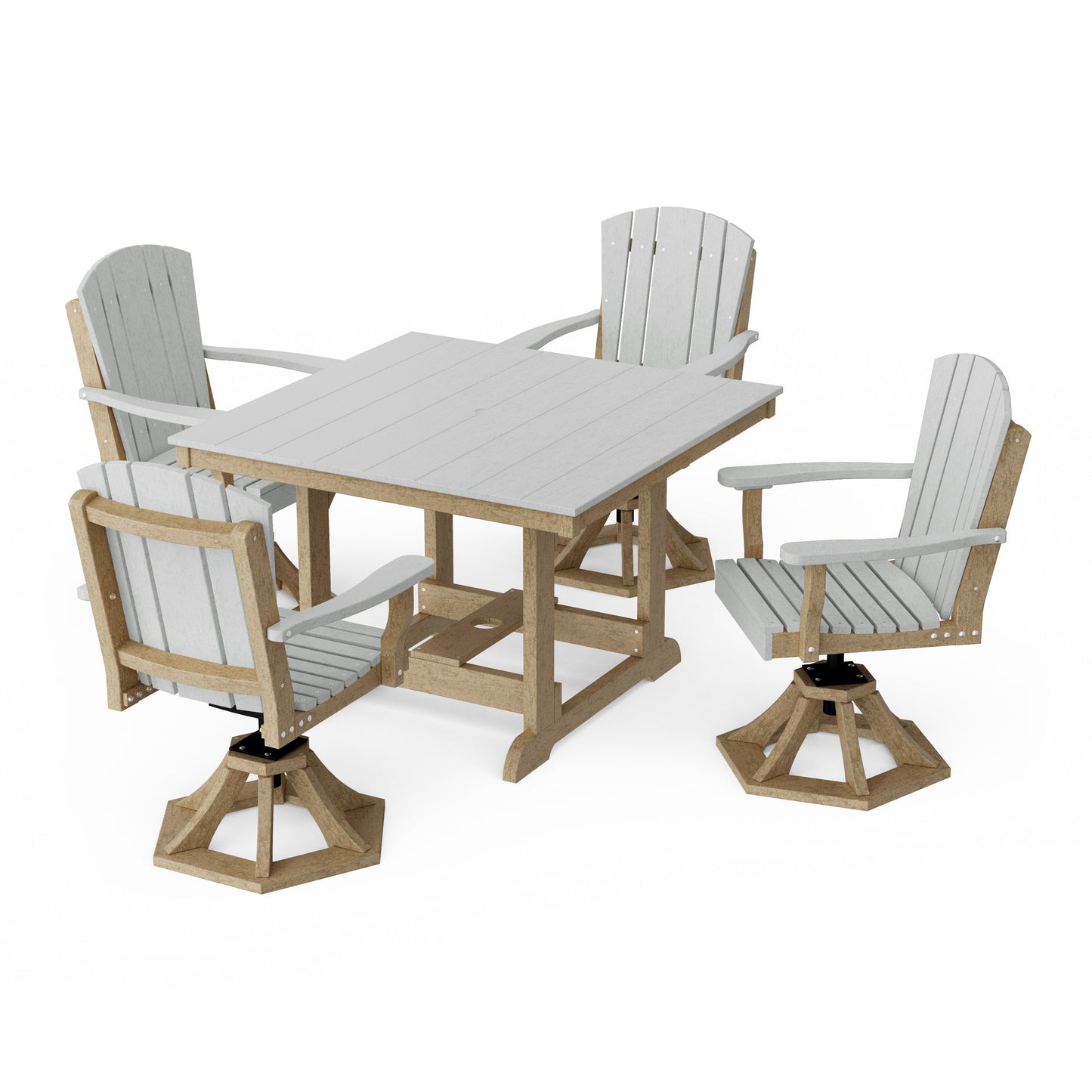 Heritage 5-Piece Swivel Chair Square Dining Set
