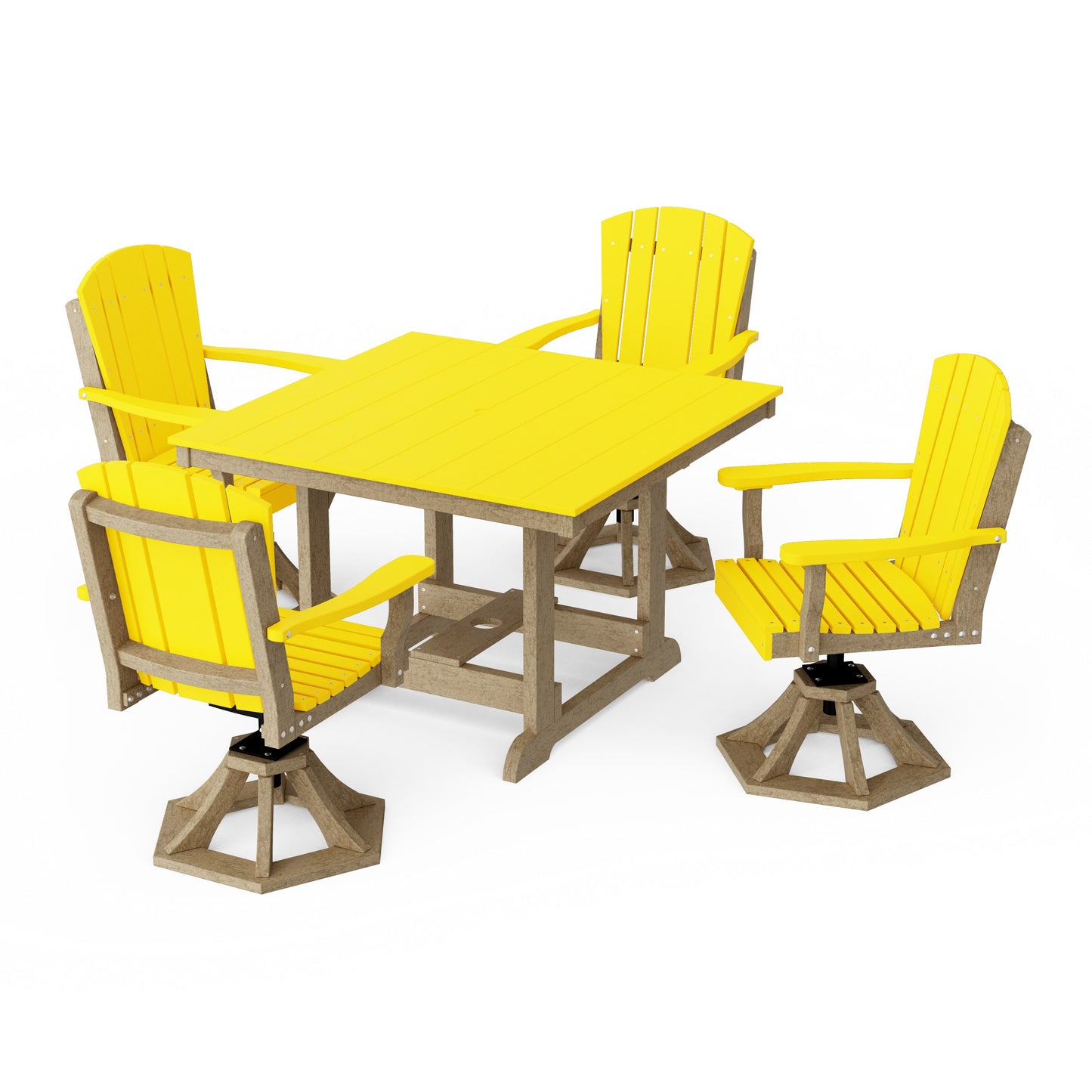 Heritage 5-Piece Swivel Chair Square Dining Set