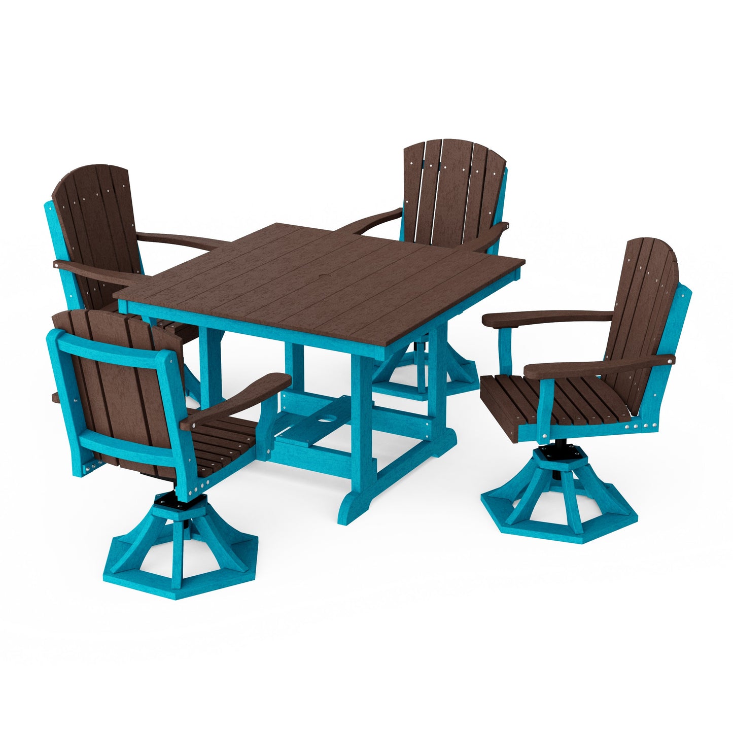 Heritage 5-Piece Swivel Chair Square Dining Set