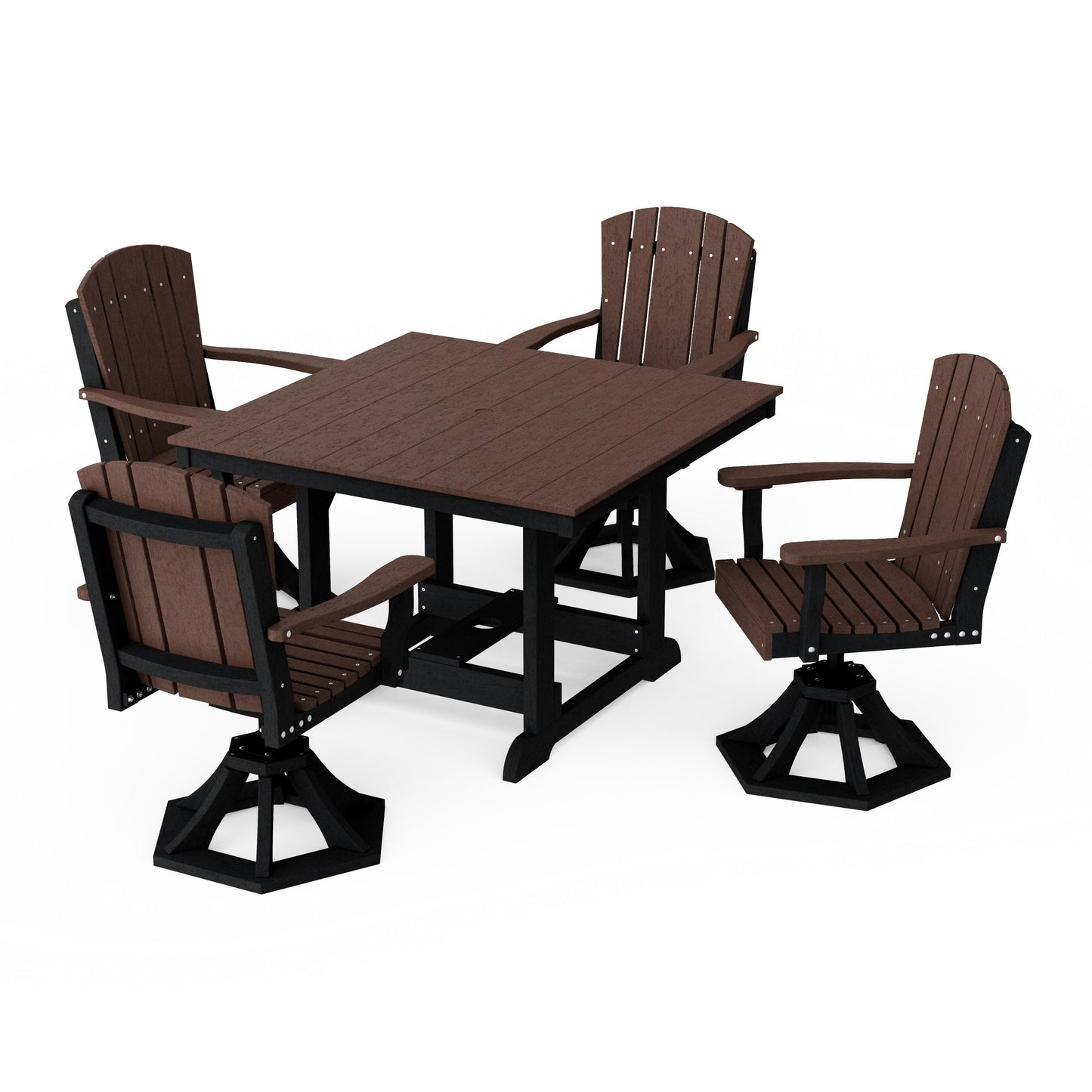 Heritage 5-Piece Swivel Chair Square Dining Set