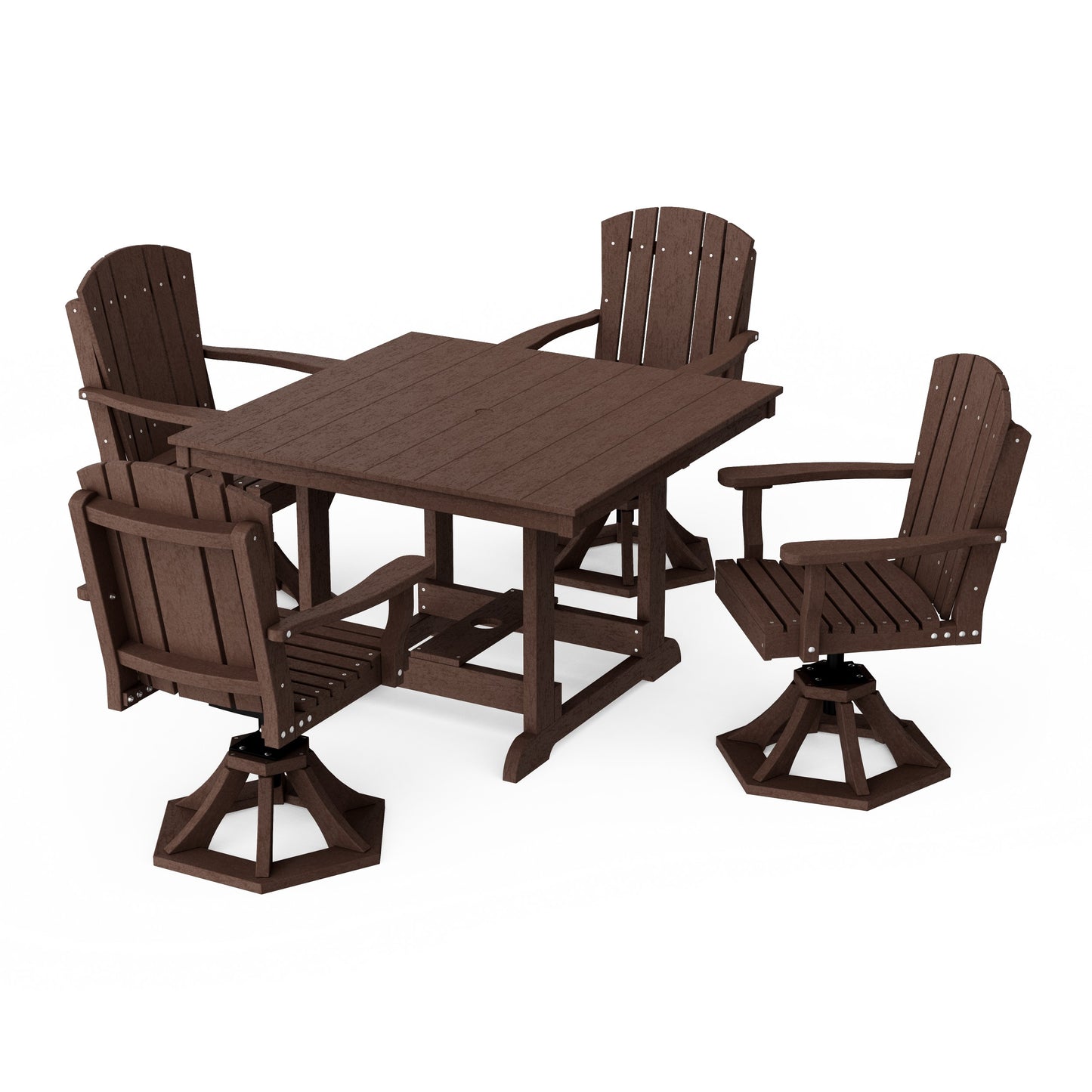 Heritage 5-Piece Swivel Chair Square Dining Set