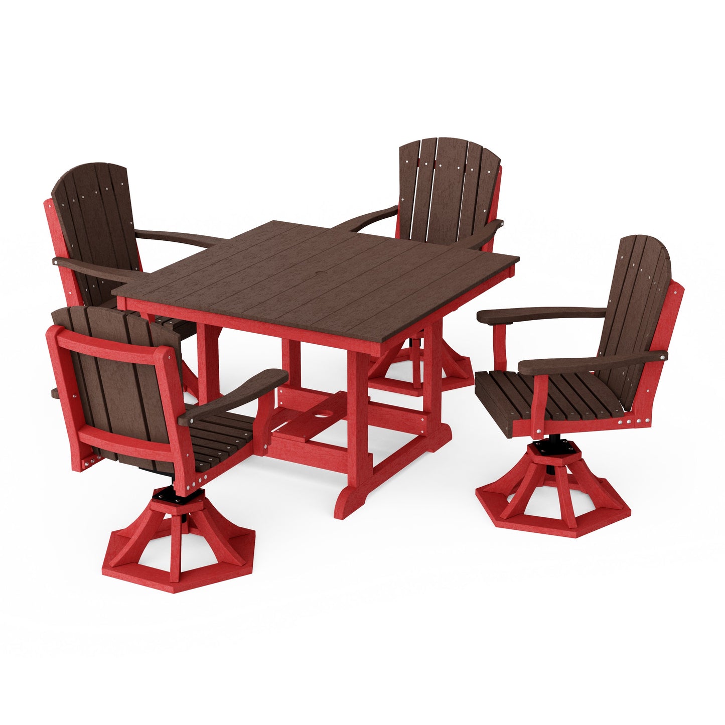 Heritage 5-Piece Swivel Chair Square Dining Set