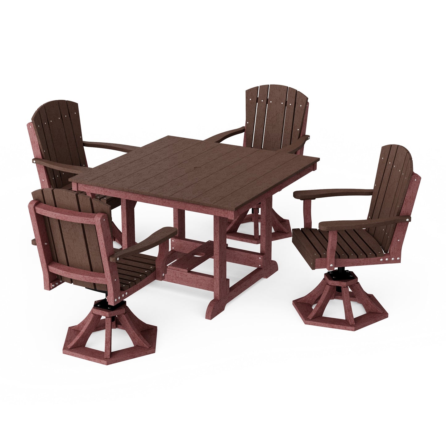 Heritage 5-Piece Swivel Chair Square Dining Set