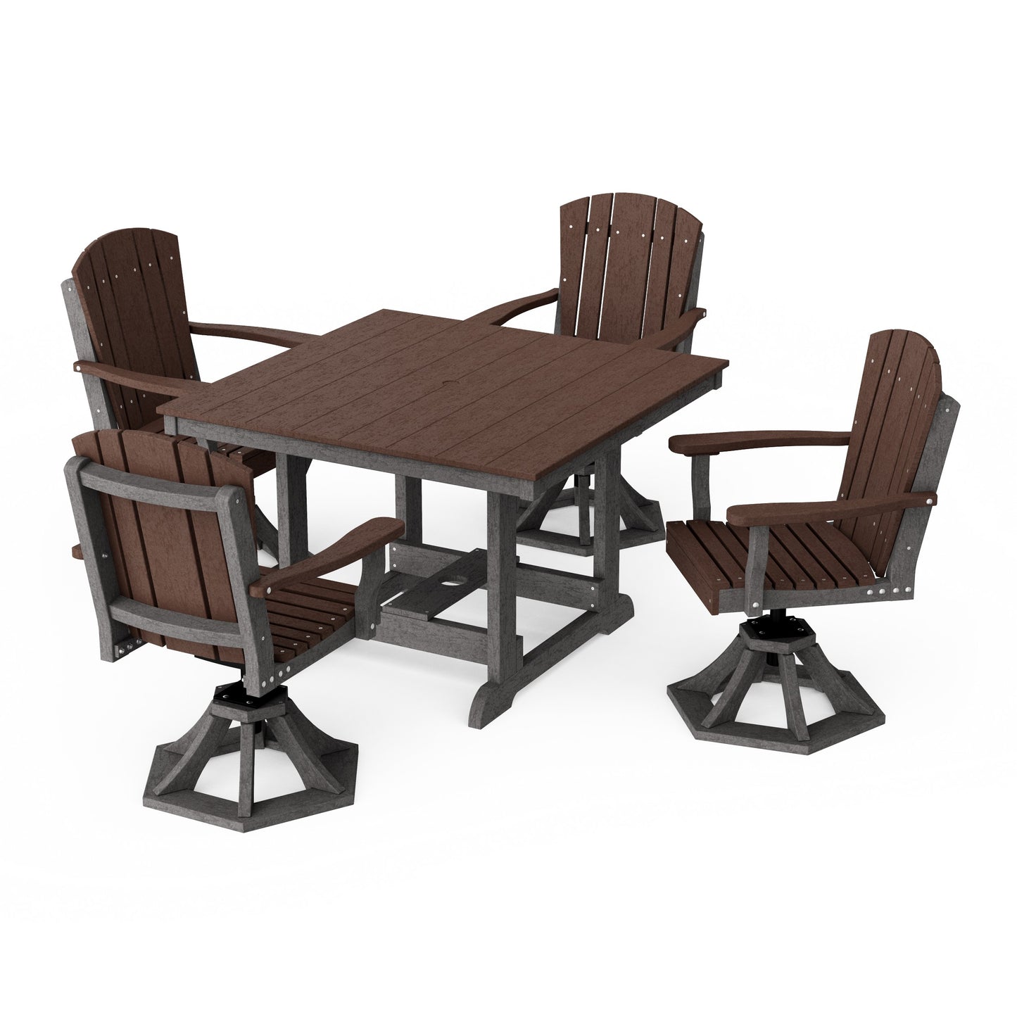 Heritage 5-Piece Swivel Chair Square Dining Set