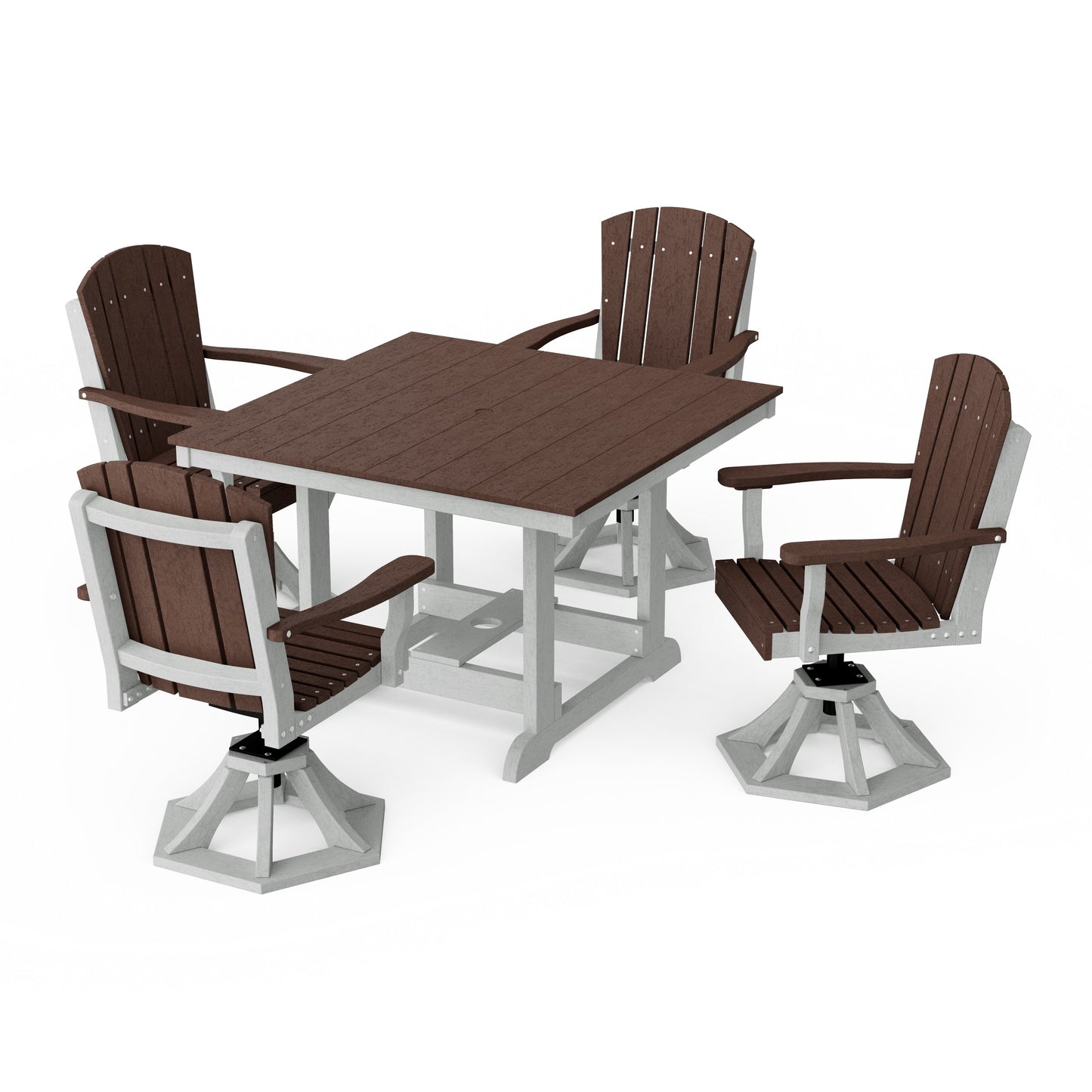 Heritage 5-Piece Swivel Chair Square Dining Set