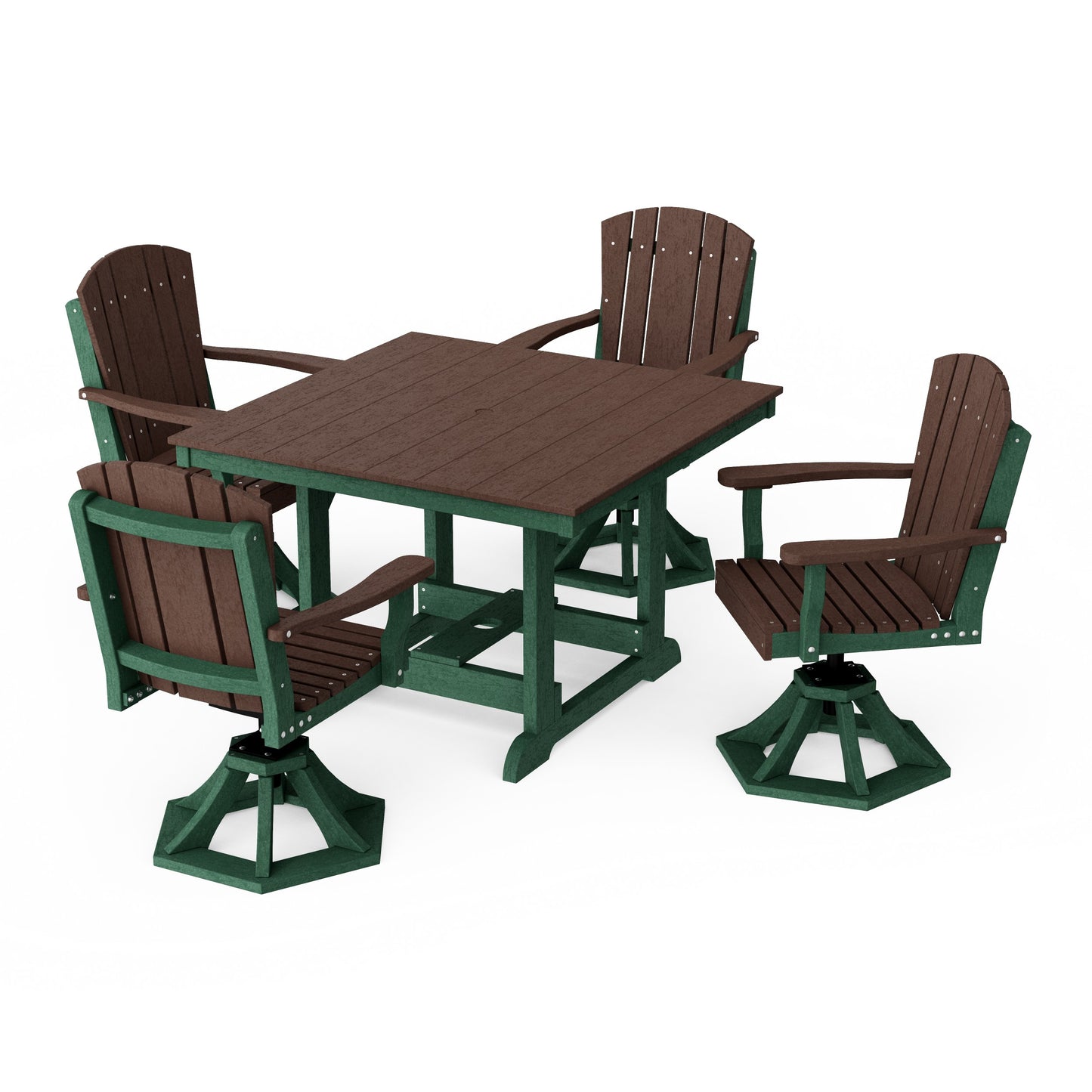 Heritage 5-Piece Swivel Chair Square Dining Set