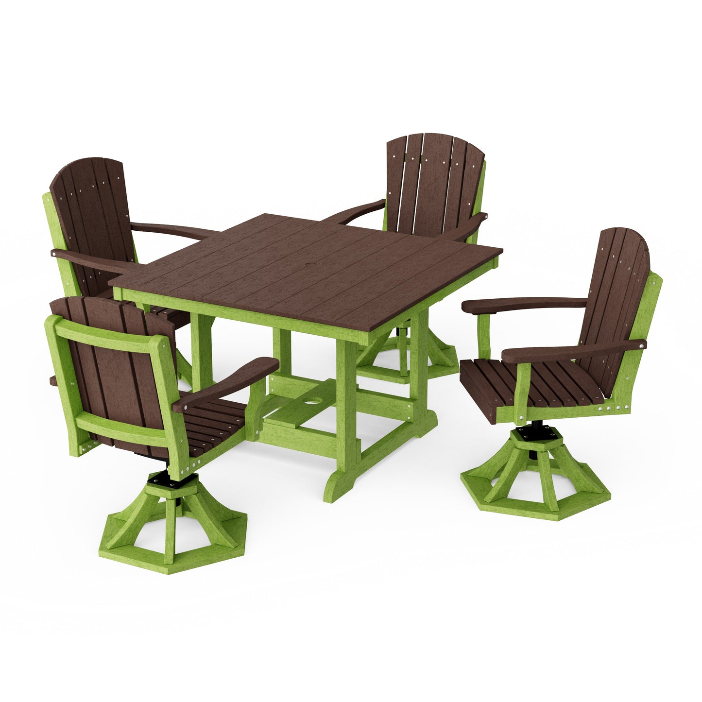 Heritage 5-Piece Swivel Chair Square Dining Set