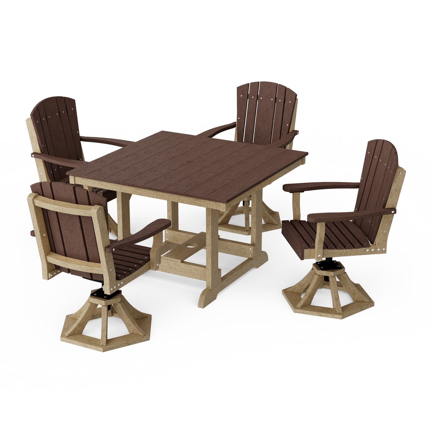 Heritage 5-Piece Swivel Chair Square Dining Set