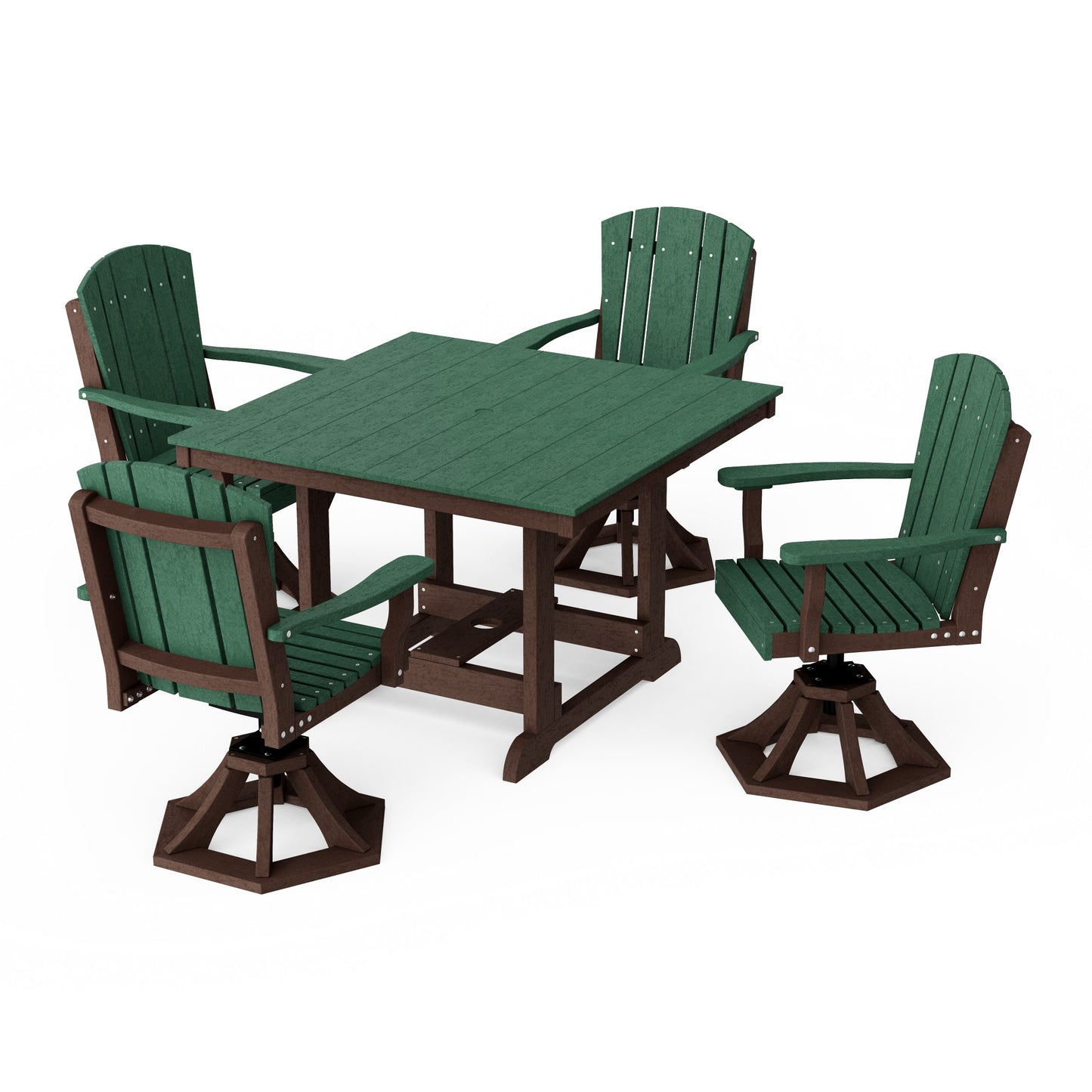 Heritage 5-Piece Swivel Chair Square Dining Set