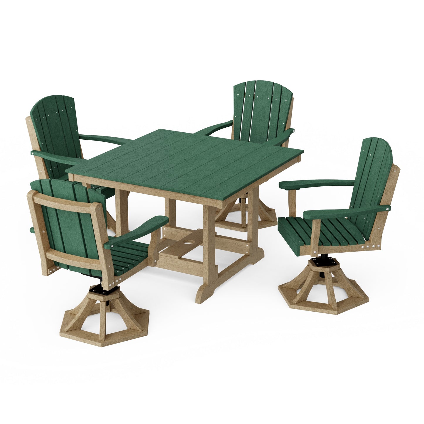 Heritage 5-Piece Swivel Chair Square Dining Set