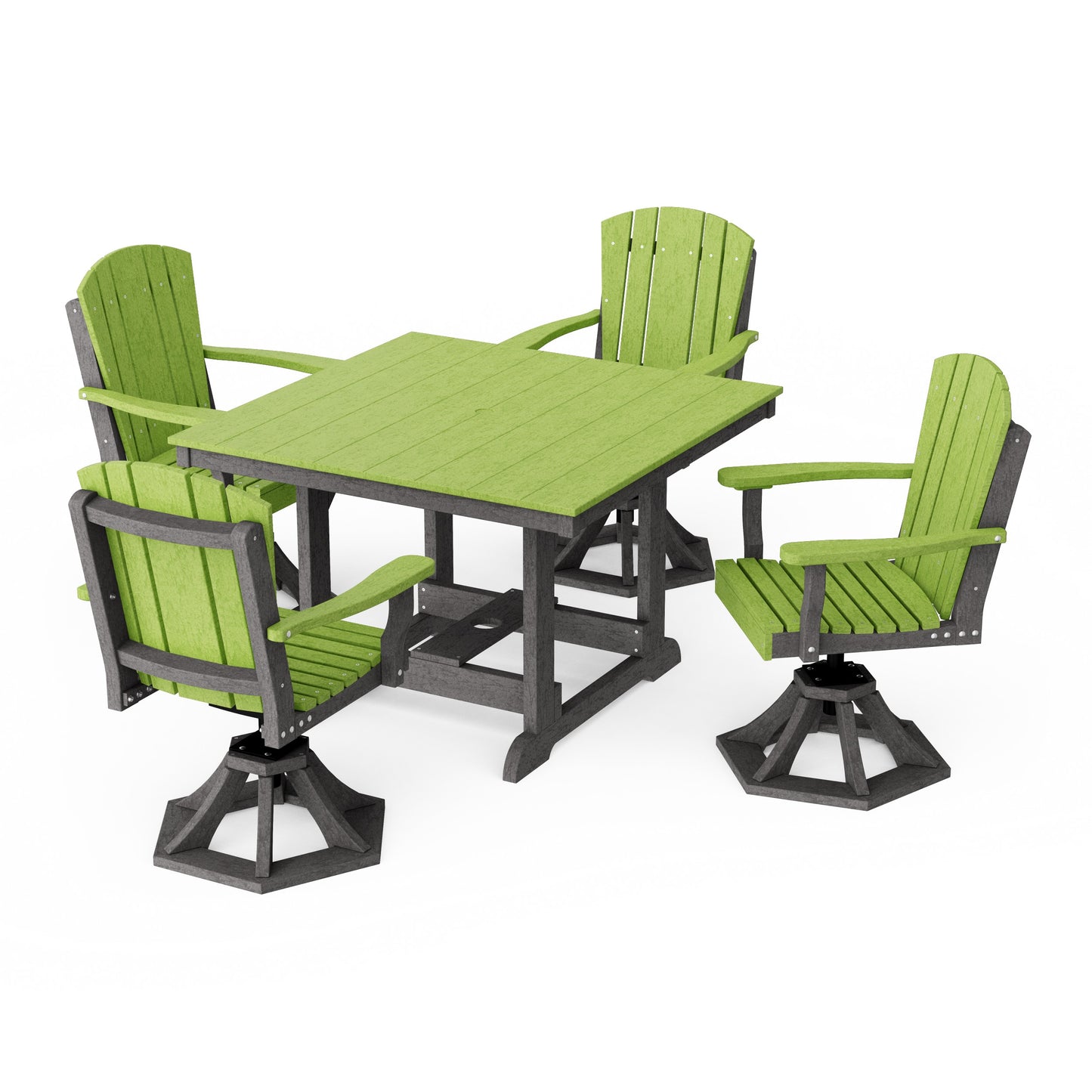 Heritage 5-Piece Swivel Chair Square Dining Set