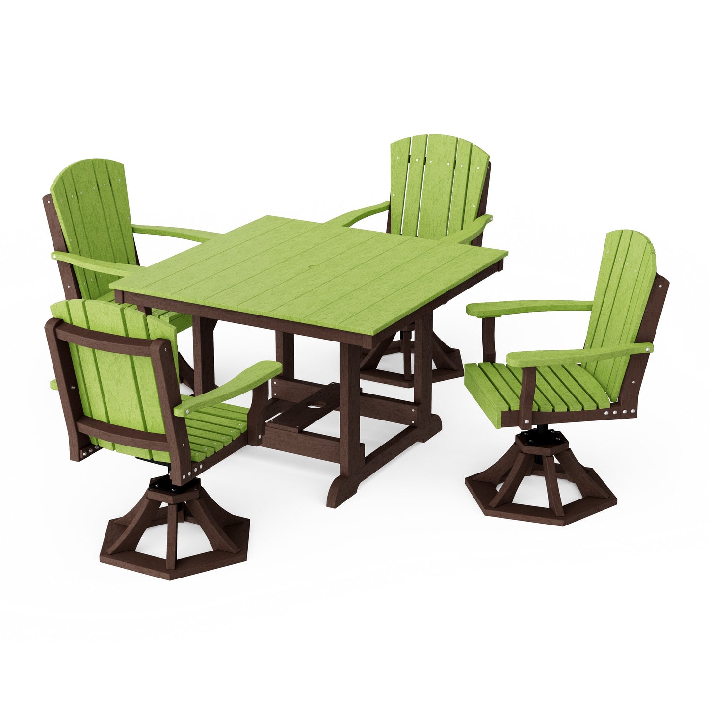 Heritage 5-Piece Swivel Chair Square Dining Set