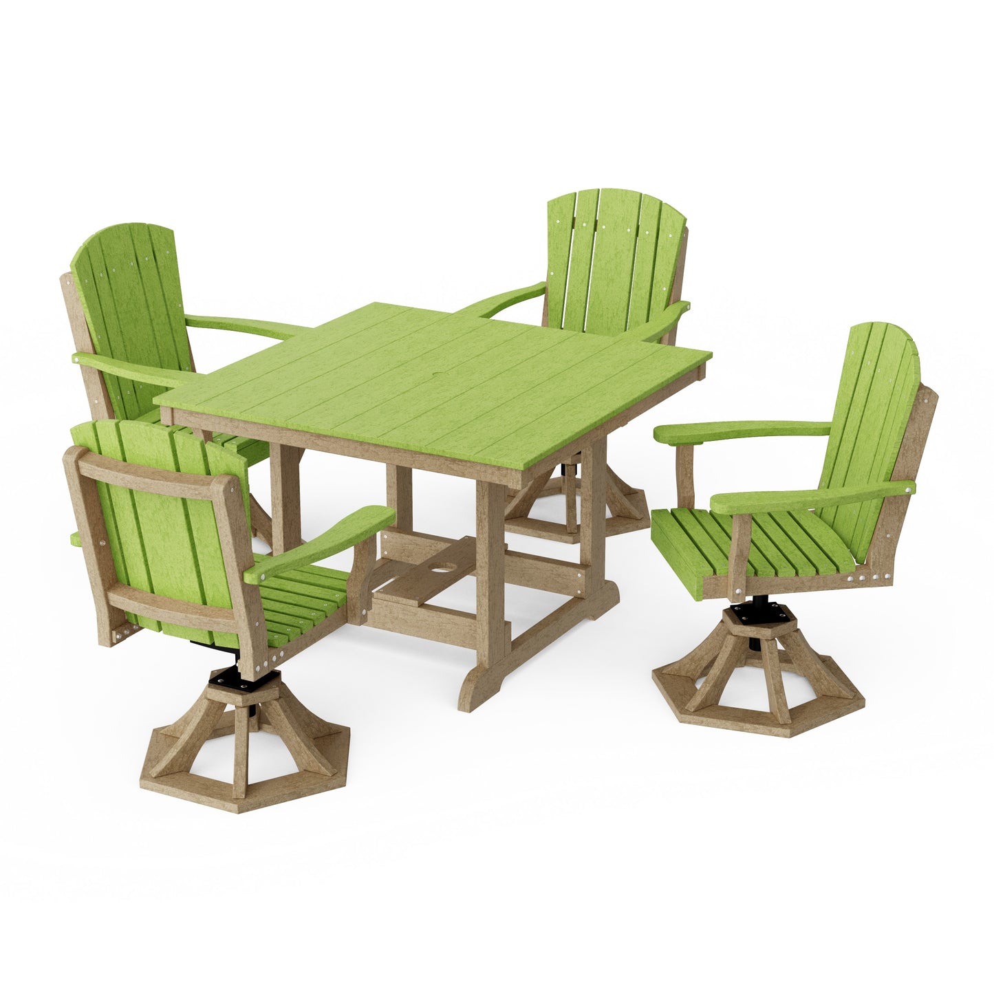 Heritage 5-Piece Swivel Chair Square Dining Set