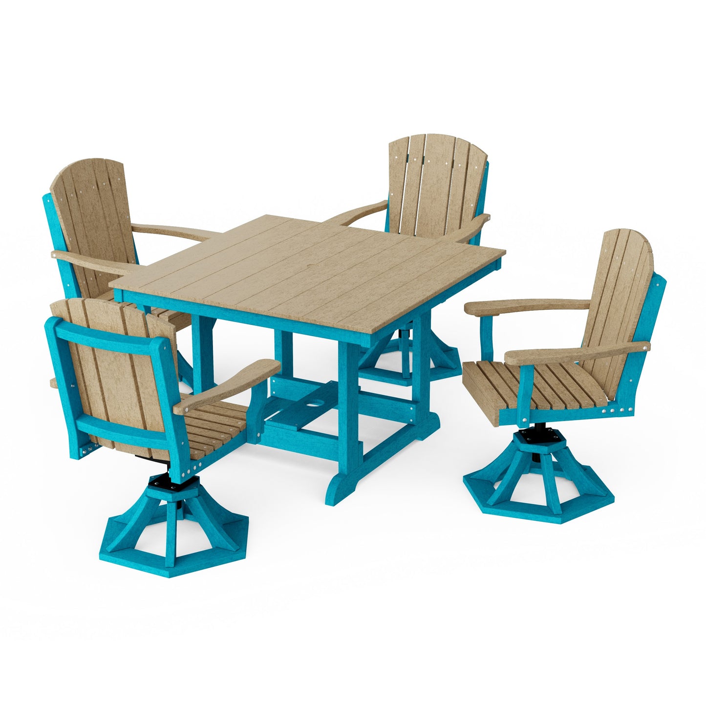 Heritage 5-Piece Swivel Chair Square Dining Set