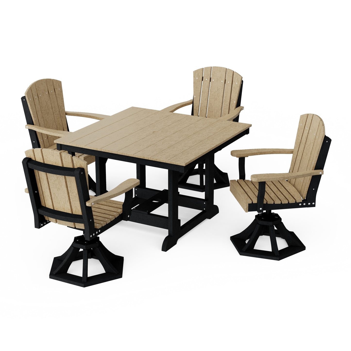 Heritage 5-Piece Swivel Chair Square Dining Set