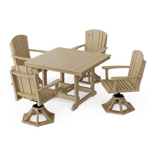 Heritage 5-Piece Swivel Chair Square Dining Set