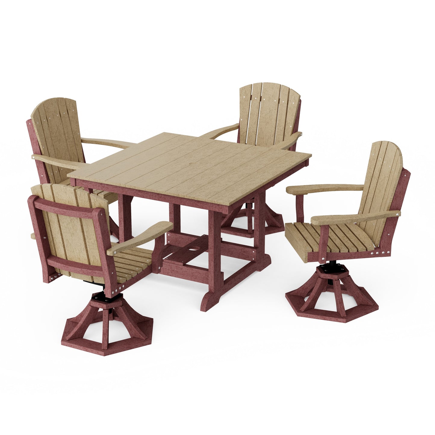 Heritage 5-Piece Swivel Chair Square Dining Set