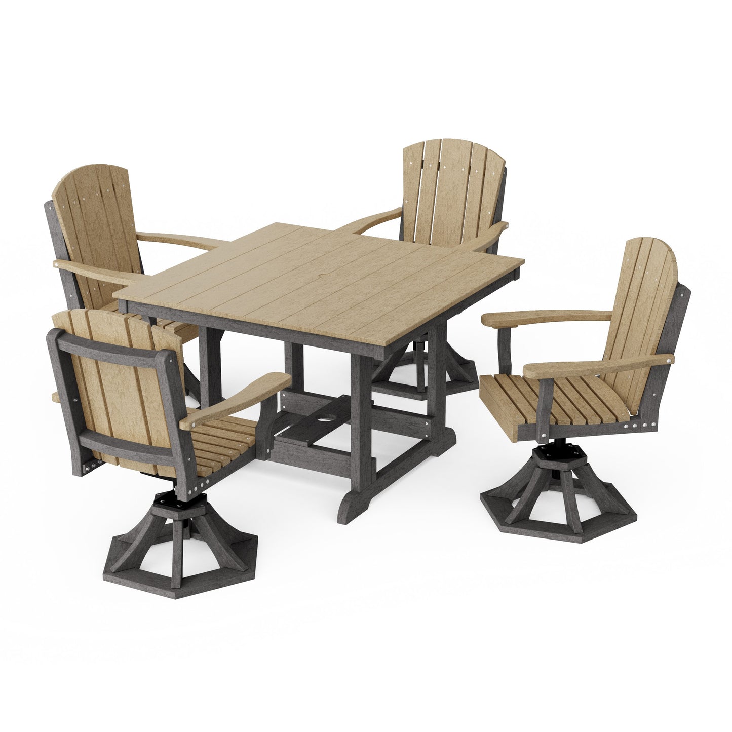 Heritage 5-Piece Swivel Chair Square Dining Set