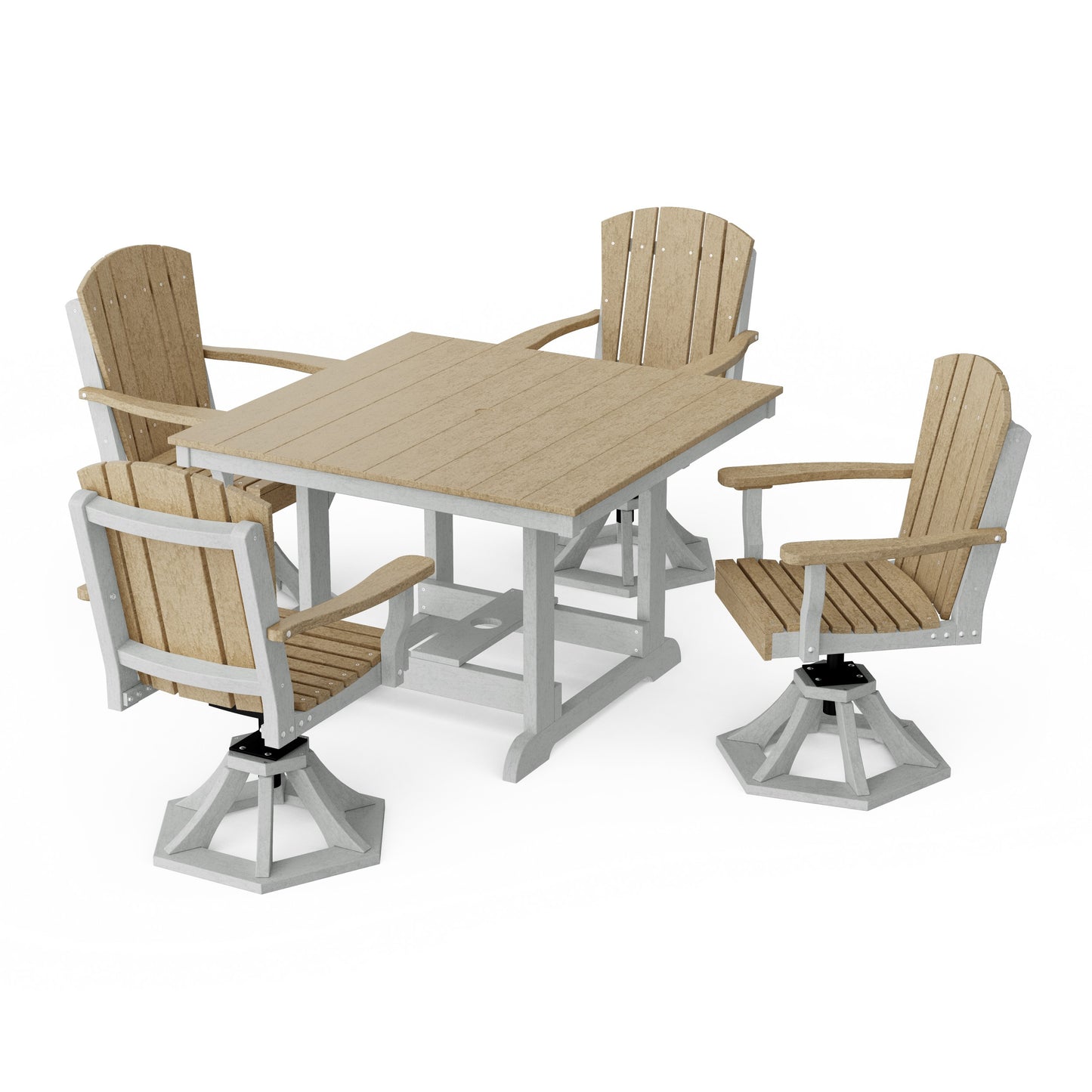 Heritage 5-Piece Swivel Chair Square Dining Set