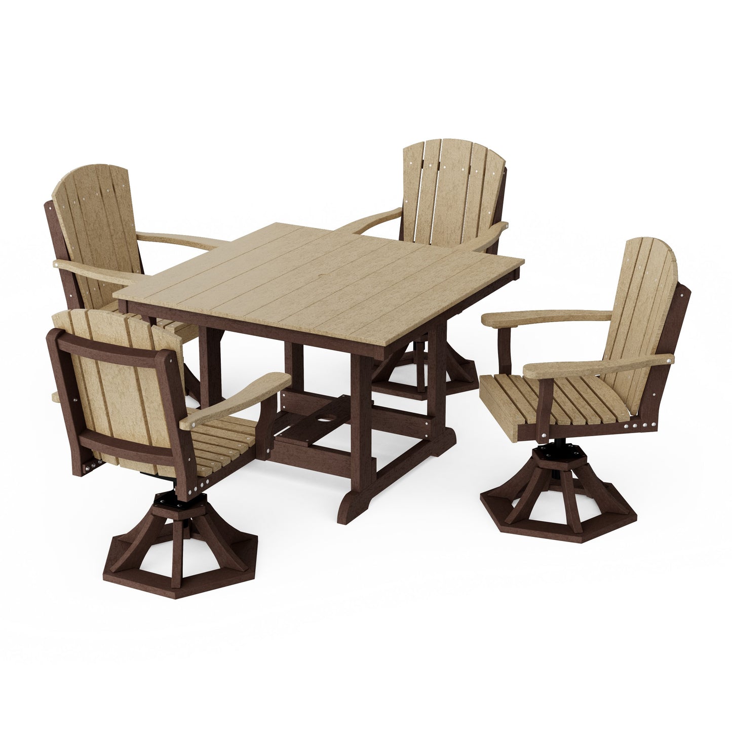 Heritage 5-Piece Swivel Chair Square Dining Set