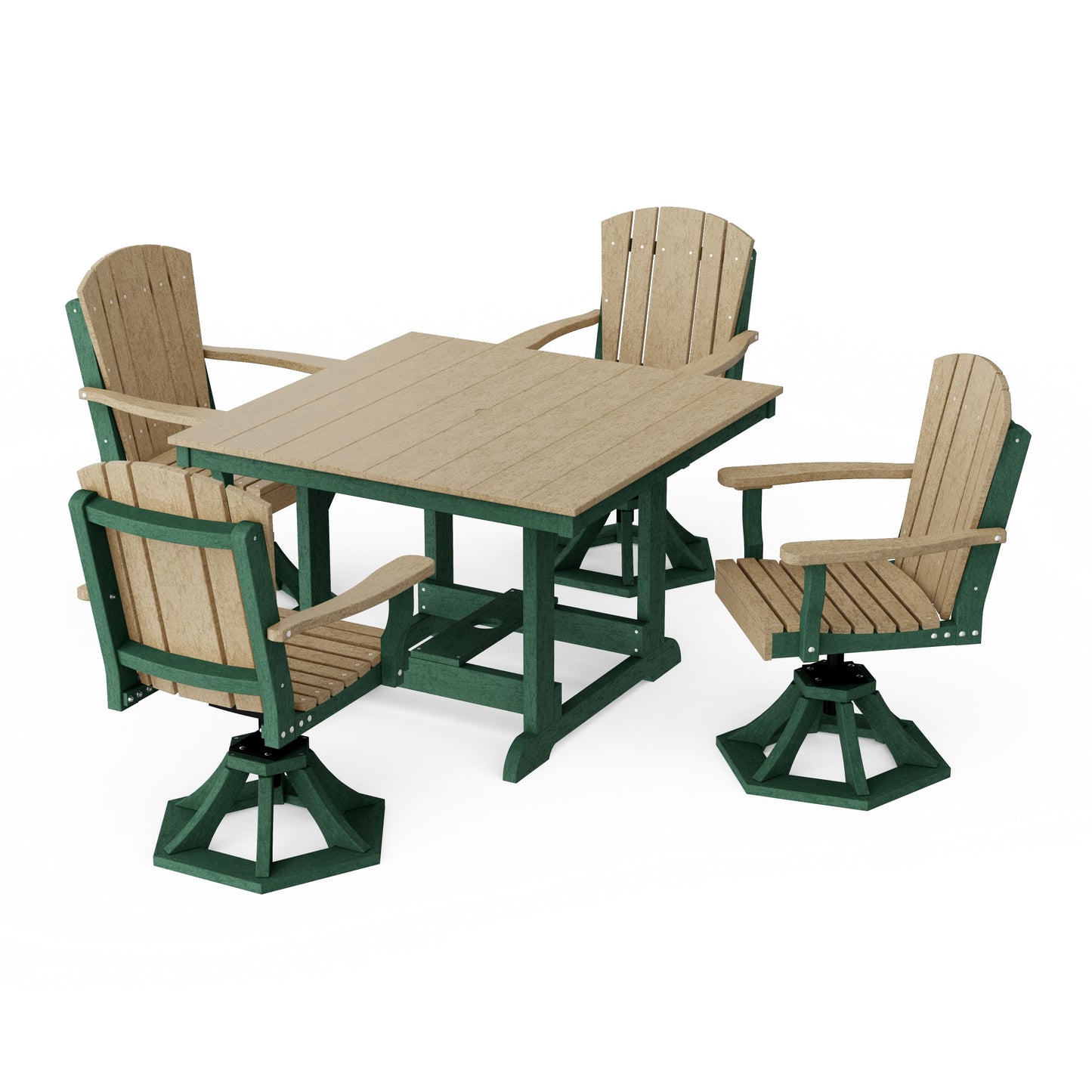 Heritage 5-Piece Swivel Chair Square Dining Set