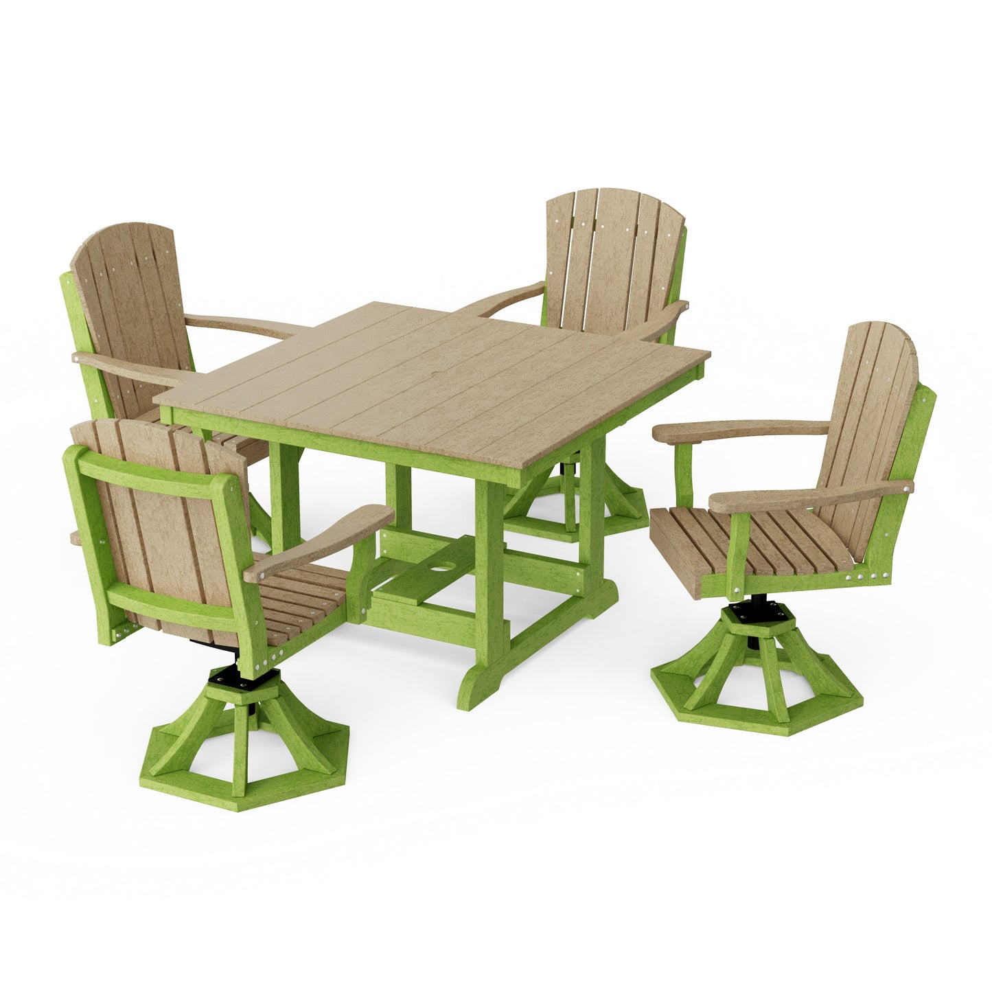 Heritage 5-Piece Swivel Chair Square Dining Set