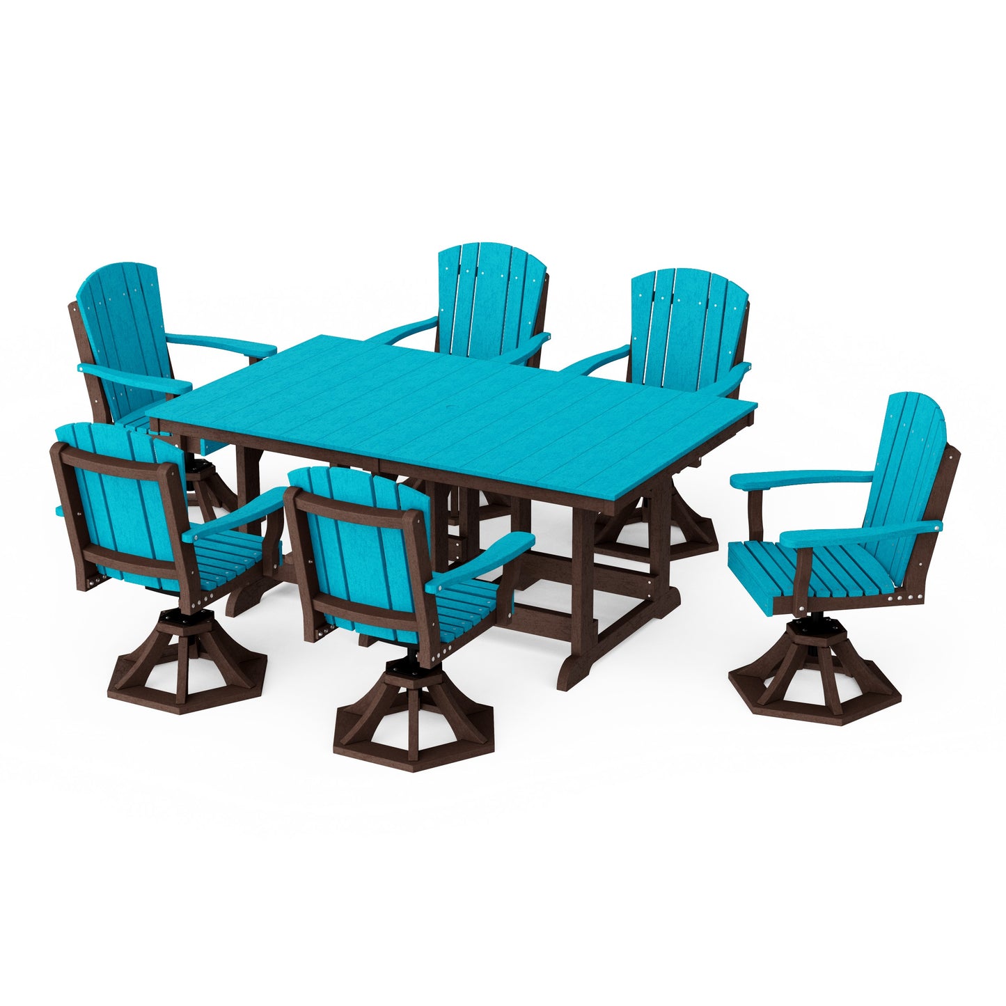 Heritage 7-Piece Swivel Chair Rectangular Dining Set