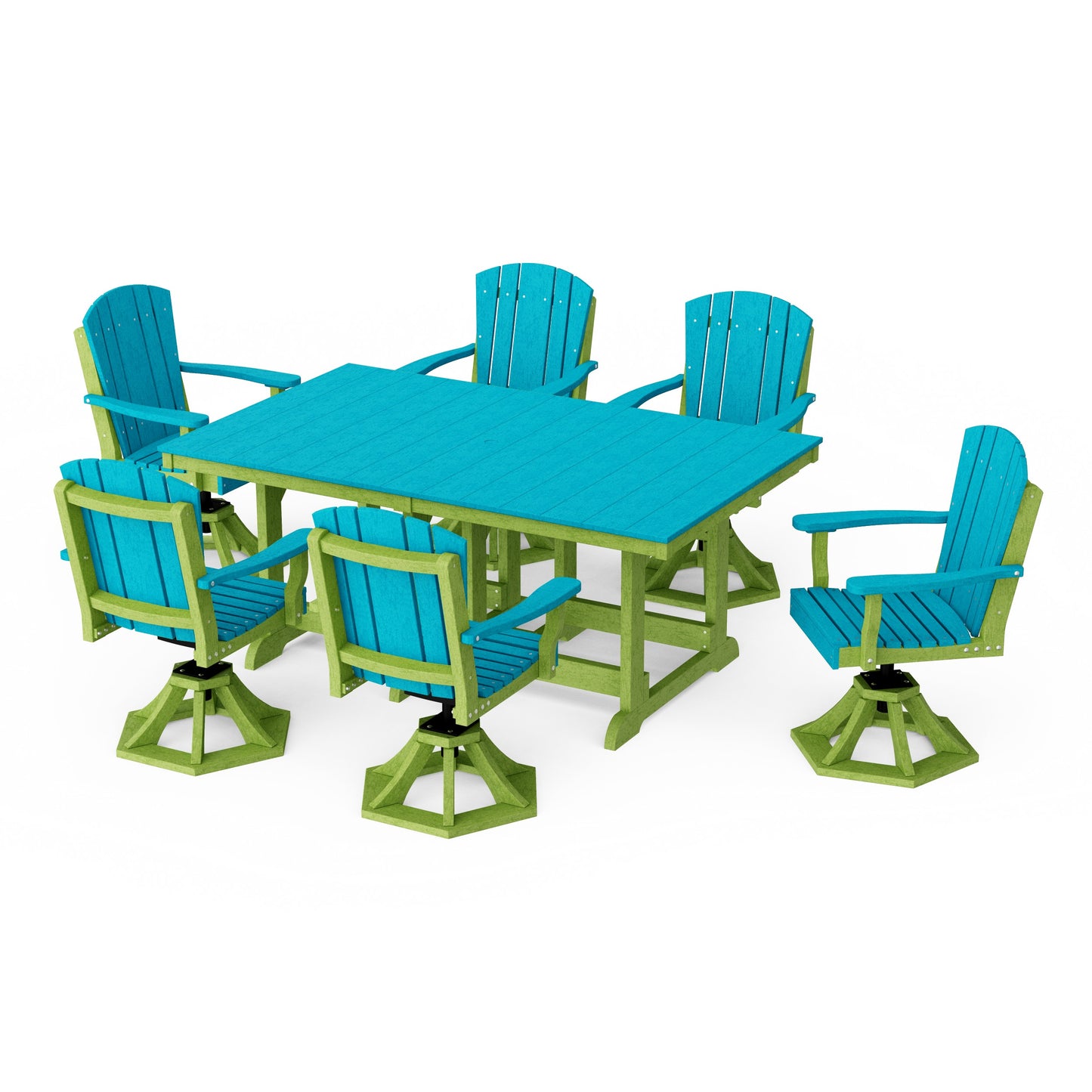Heritage 7-Piece Swivel Chair Rectangular Dining Set