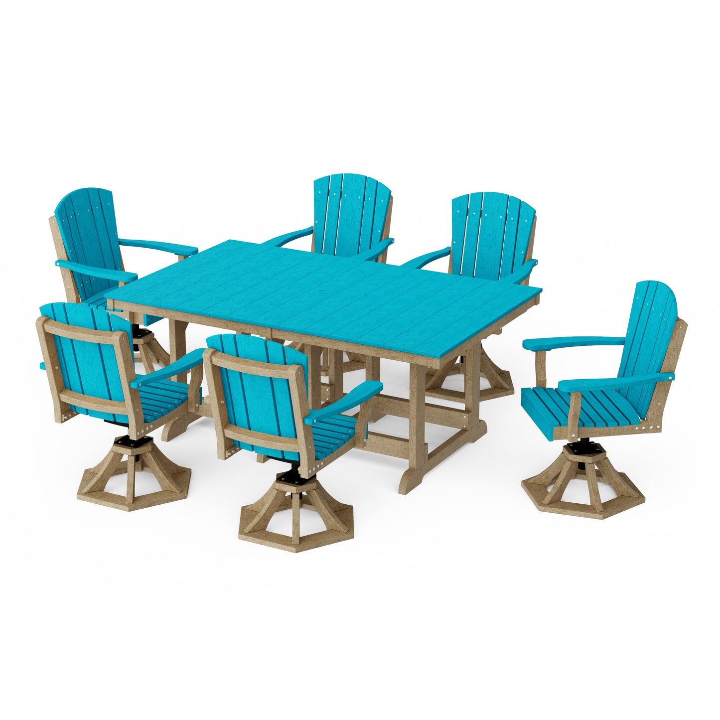 Heritage 7-Piece Swivel Chair Rectangular Dining Set