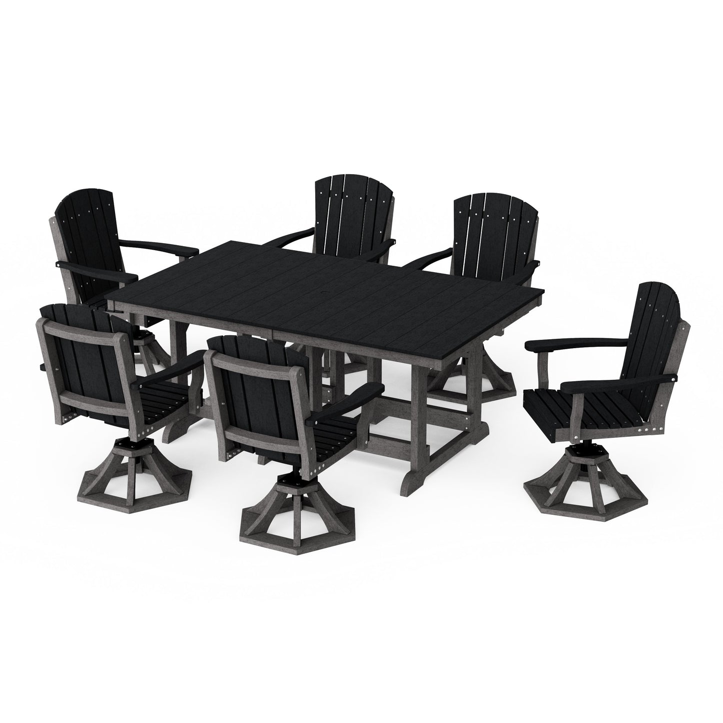 Heritage 7-Piece Swivel Chair Rectangular Dining Set