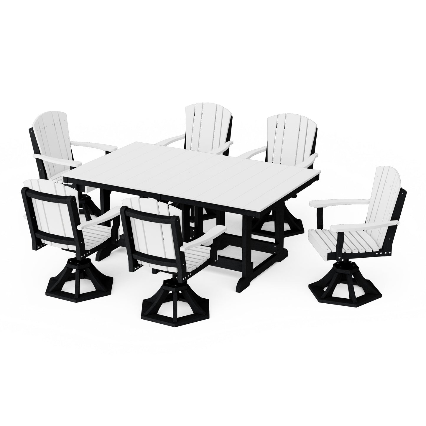 Heritage 7-Piece Swivel Chair Rectangular Dining Set