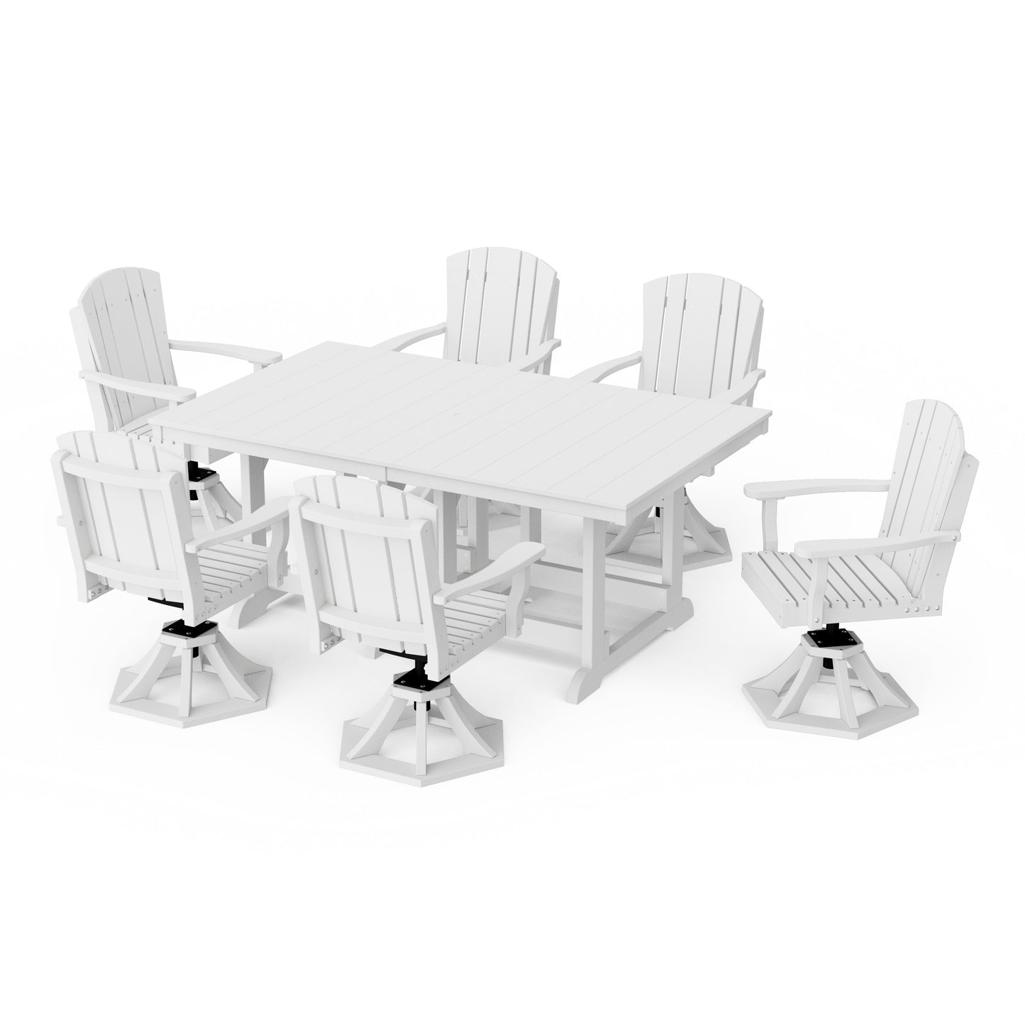 Heritage 7-Piece Swivel Chair Rectangular Dining Set