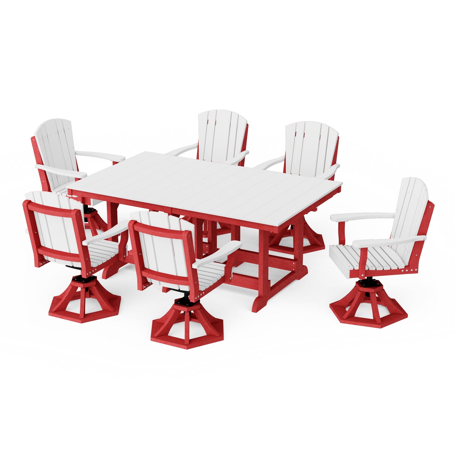 Heritage 7-Piece Swivel Chair Rectangular Dining Set