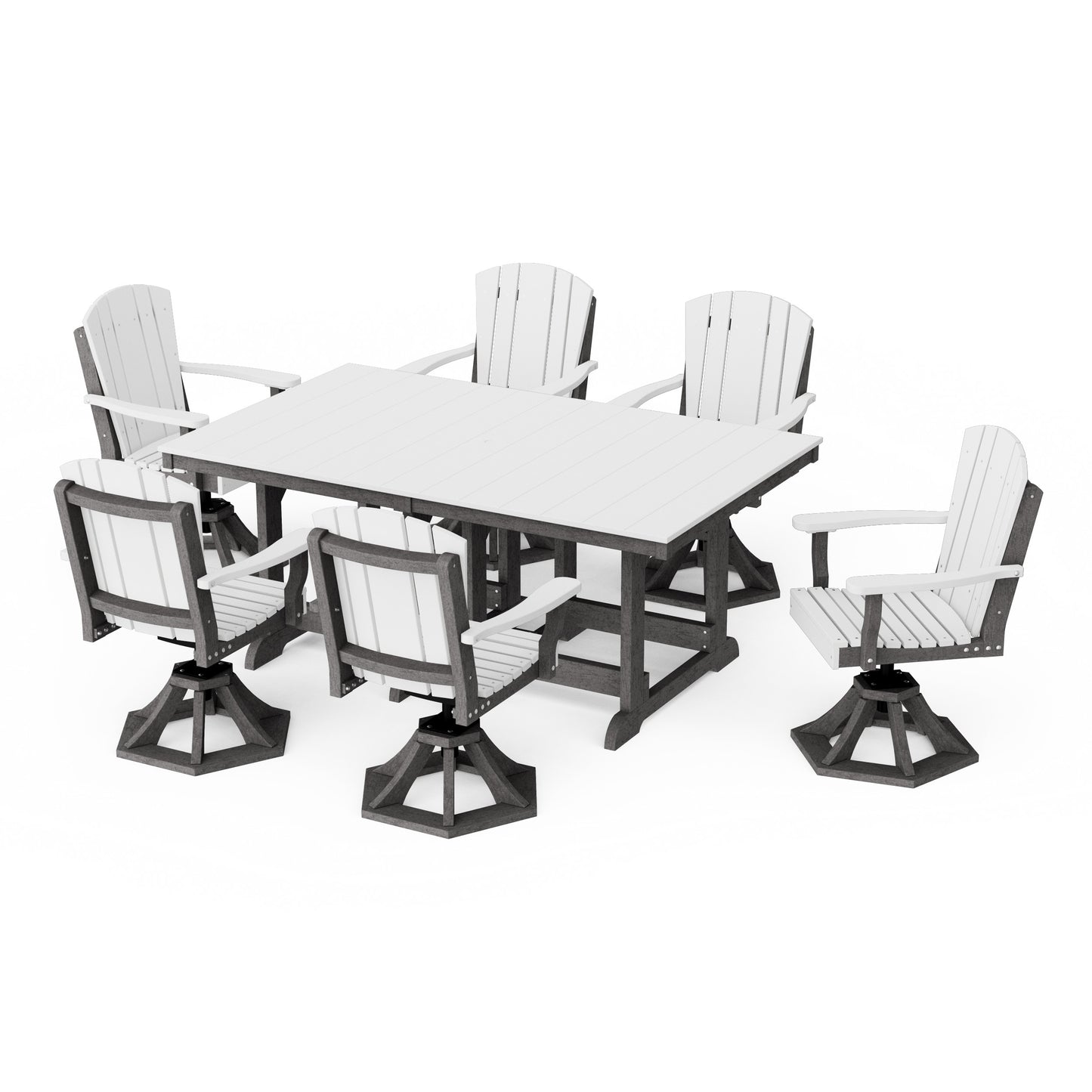 Heritage 7-Piece Swivel Chair Rectangular Dining Set