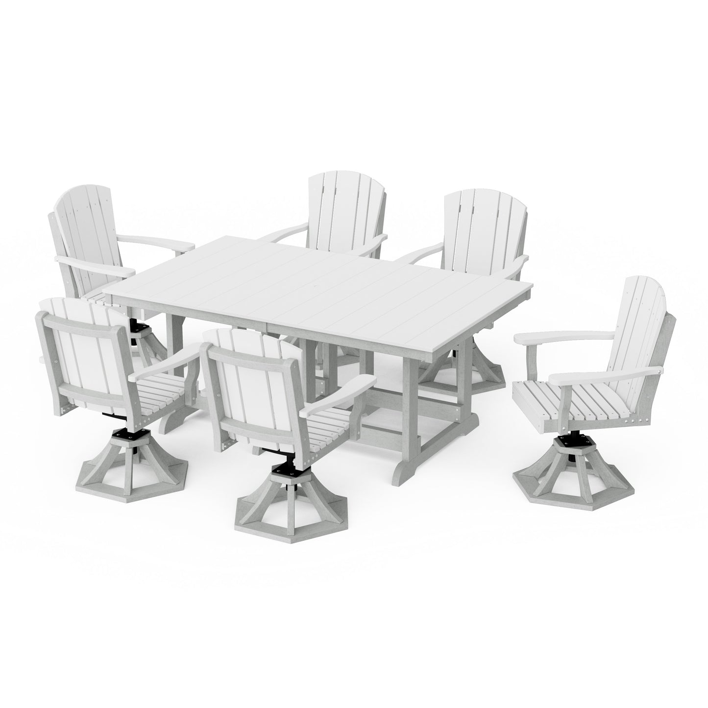 Heritage 7-Piece Swivel Chair Rectangular Dining Set