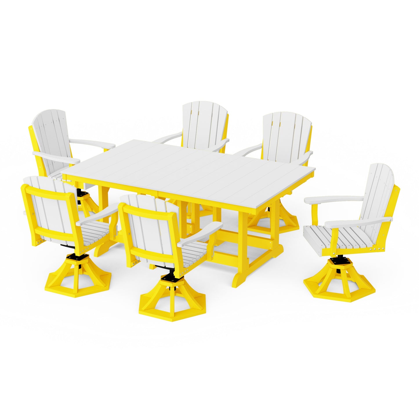 Heritage 7-Piece Swivel Chair Rectangular Dining Set