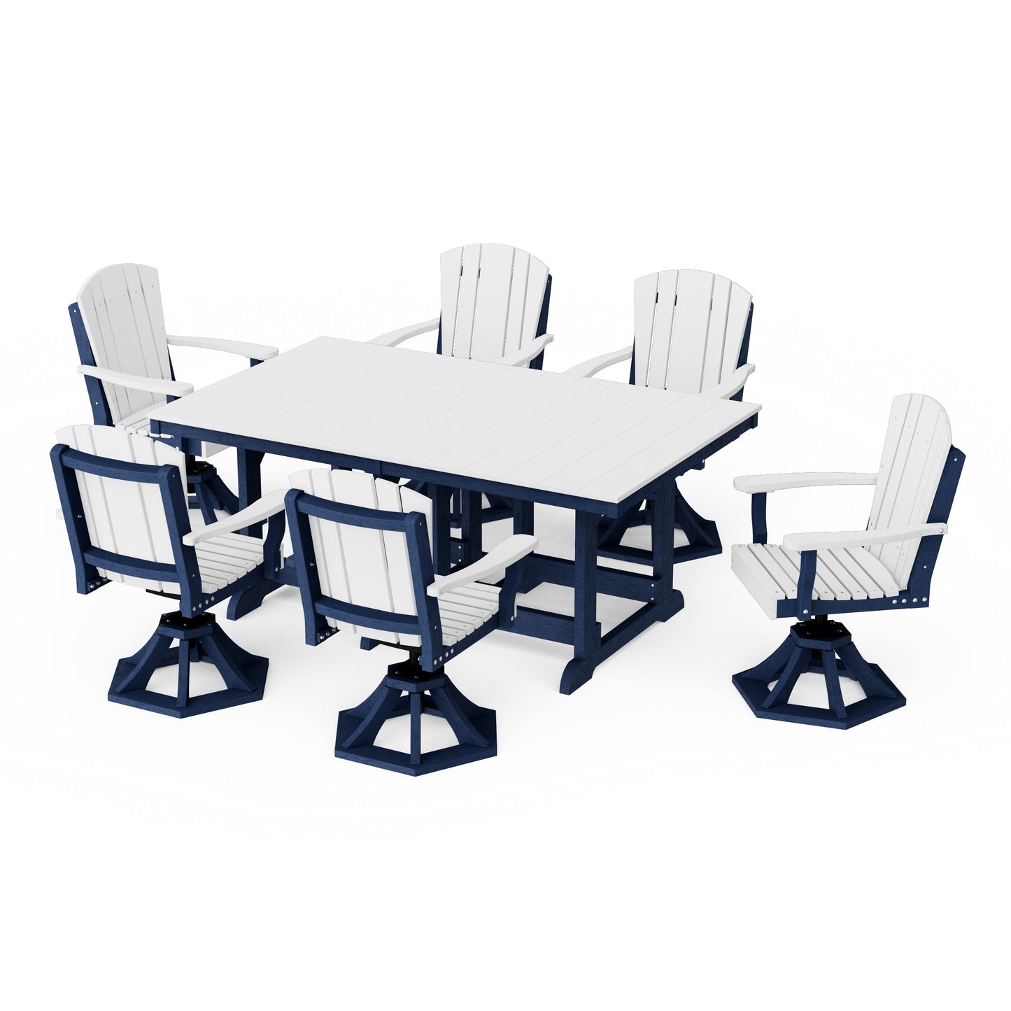 Heritage 7-Piece Swivel Chair Rectangular Dining Set
