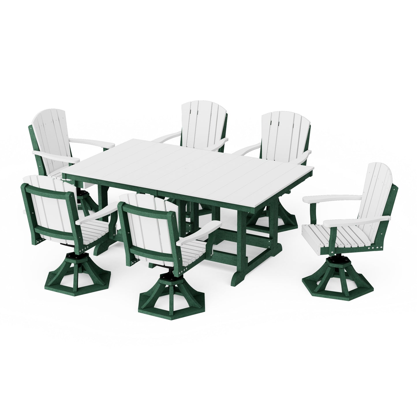 Heritage 7-Piece Swivel Chair Rectangular Dining Set