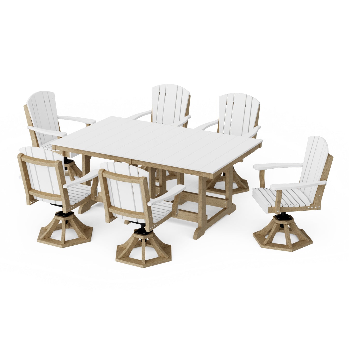 Heritage 7-Piece Swivel Chair Rectangular Dining Set