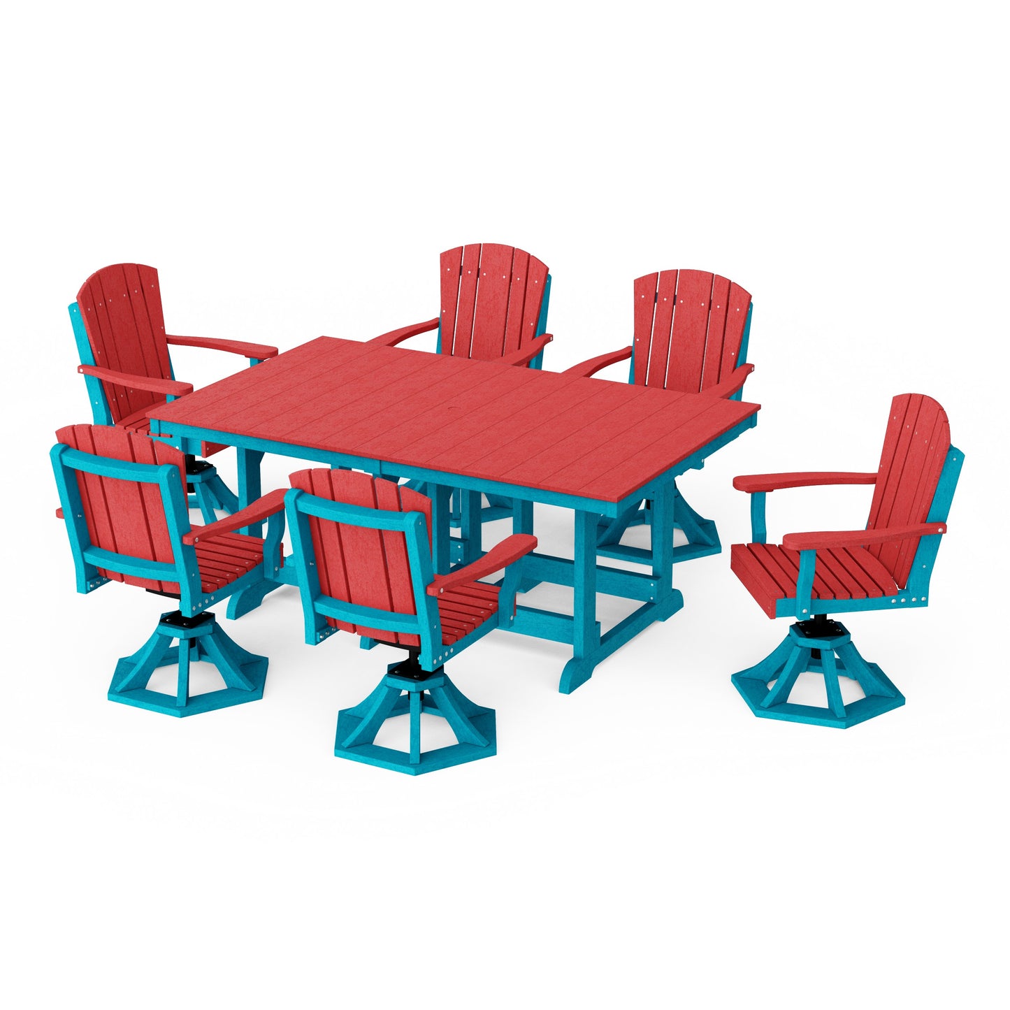 Heritage 7-Piece Swivel Chair Rectangular Dining Set