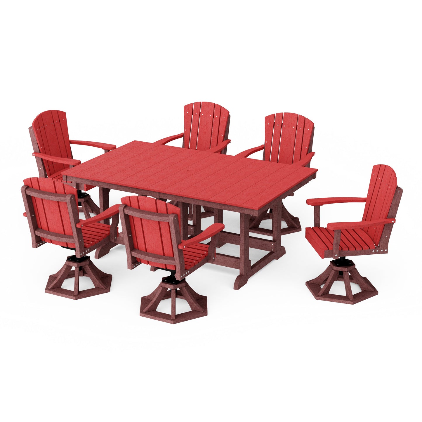 Heritage 7-Piece Swivel Chair Rectangular Dining Set