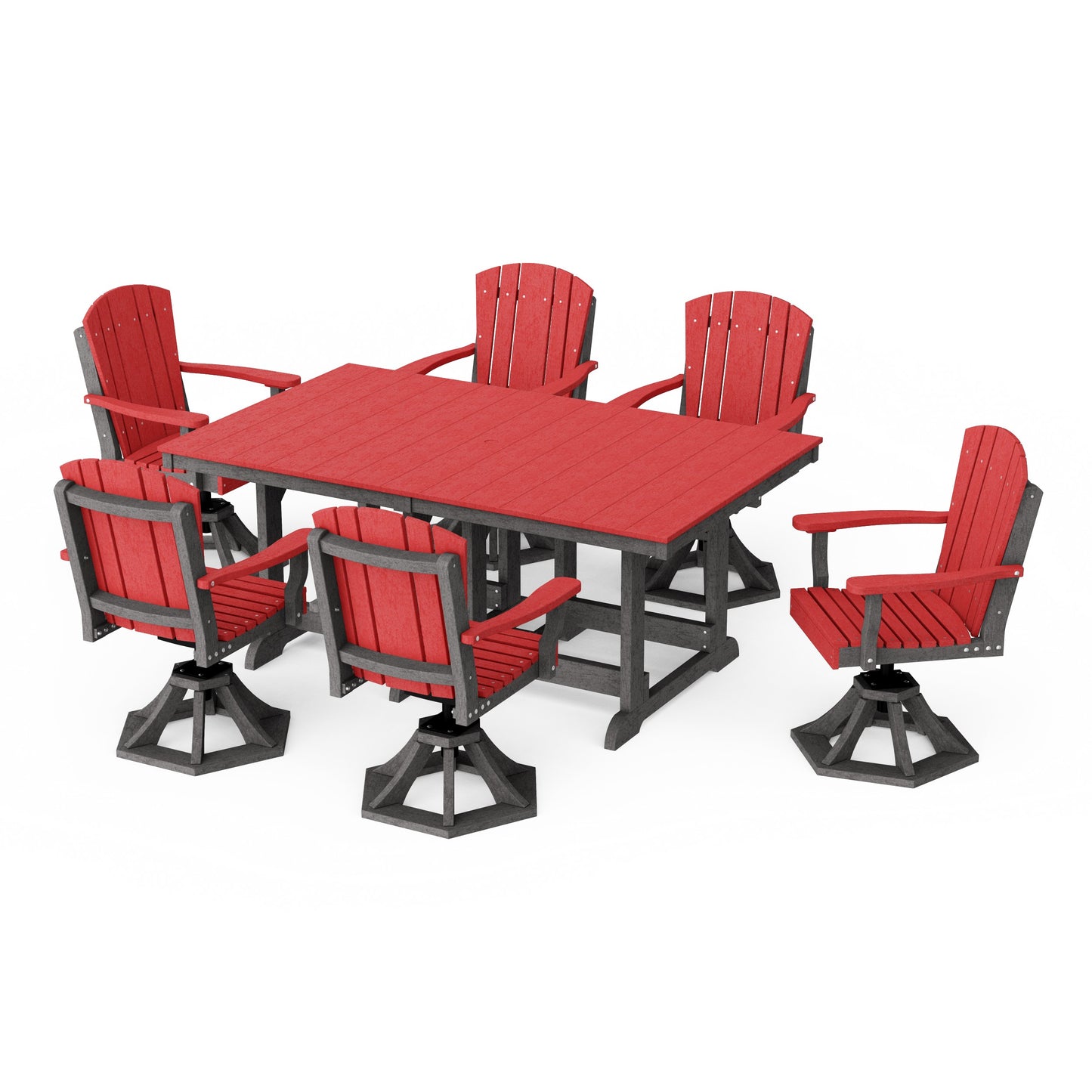 Heritage 7-Piece Swivel Chair Rectangular Dining Set