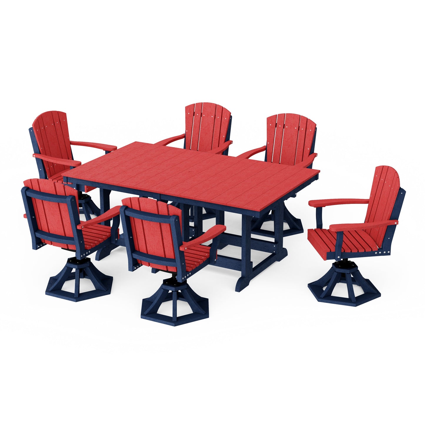 Heritage 7-Piece Swivel Chair Rectangular Dining Set