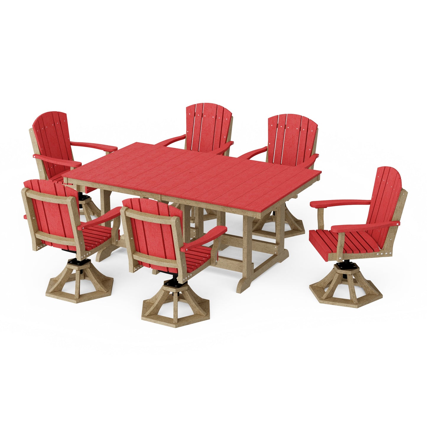 Heritage 7-Piece Swivel Chair Rectangular Dining Set