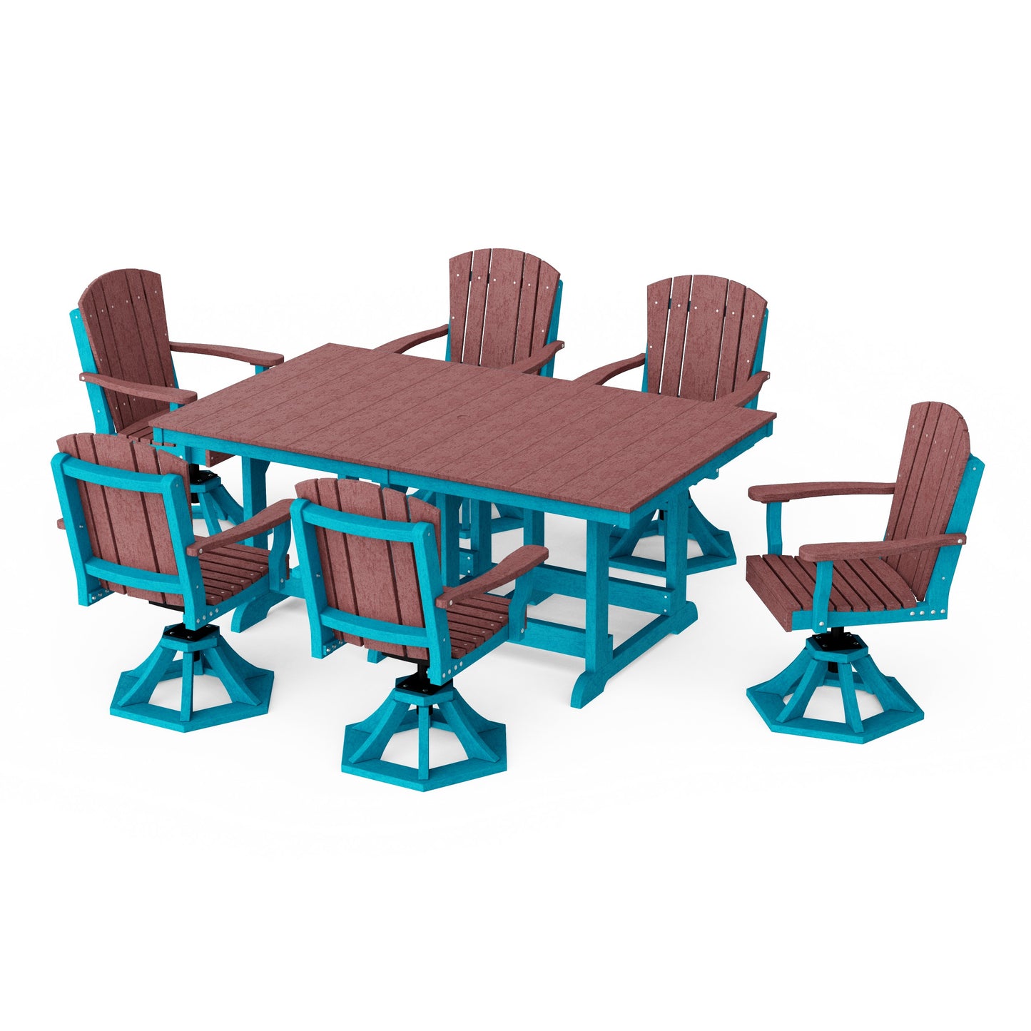 Heritage 7-Piece Swivel Chair Rectangular Dining Set