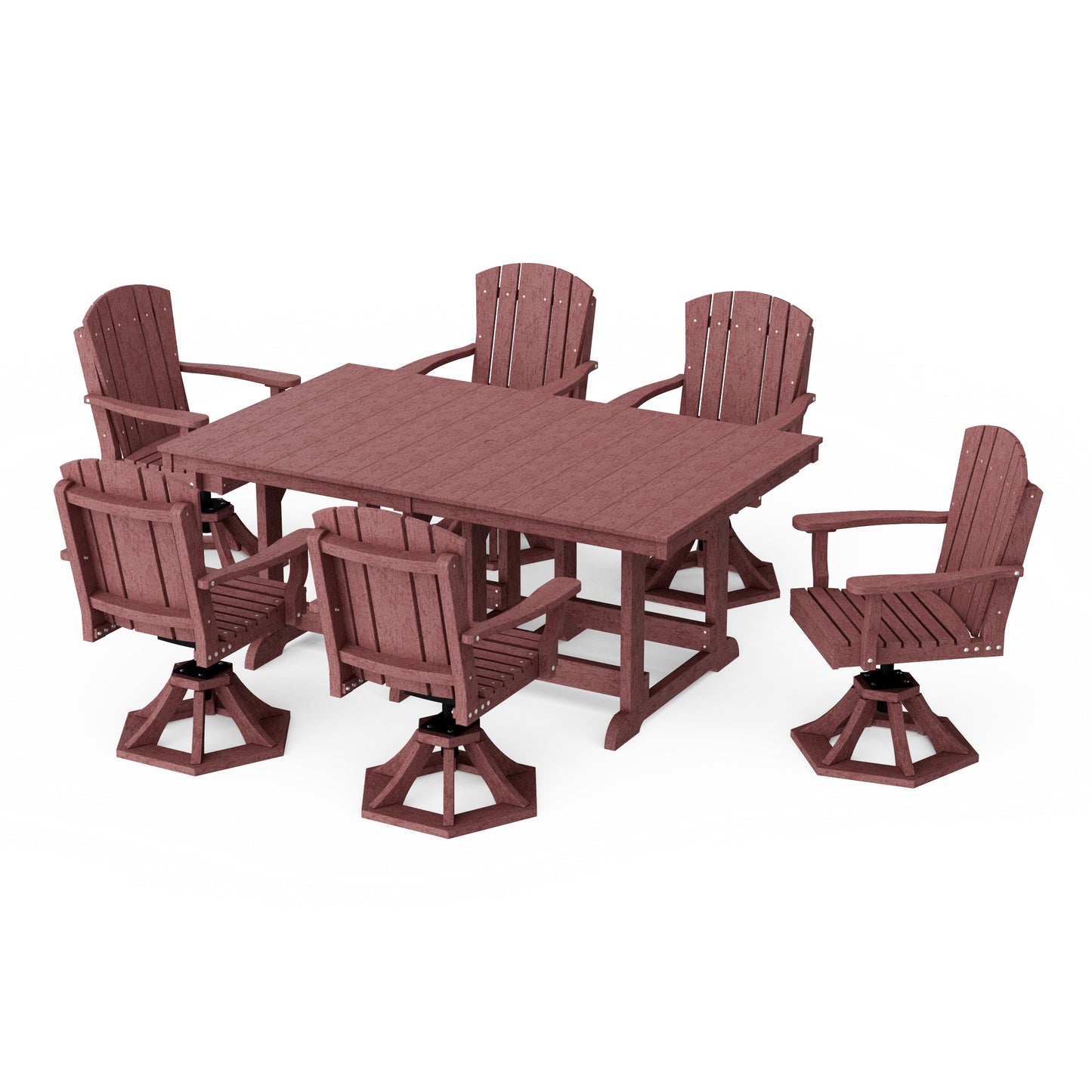 Heritage 7-Piece Swivel Chair Rectangular Dining Set