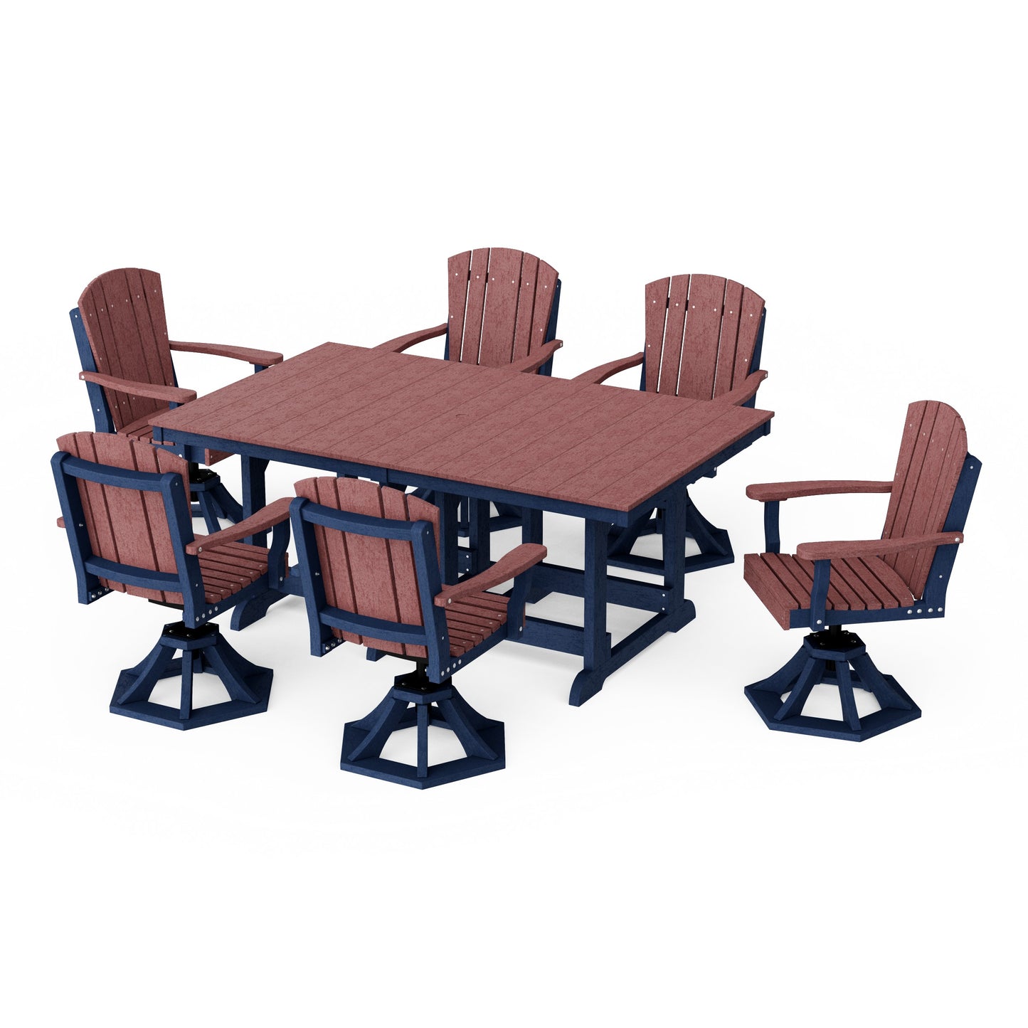 Heritage 7-Piece Swivel Chair Rectangular Dining Set